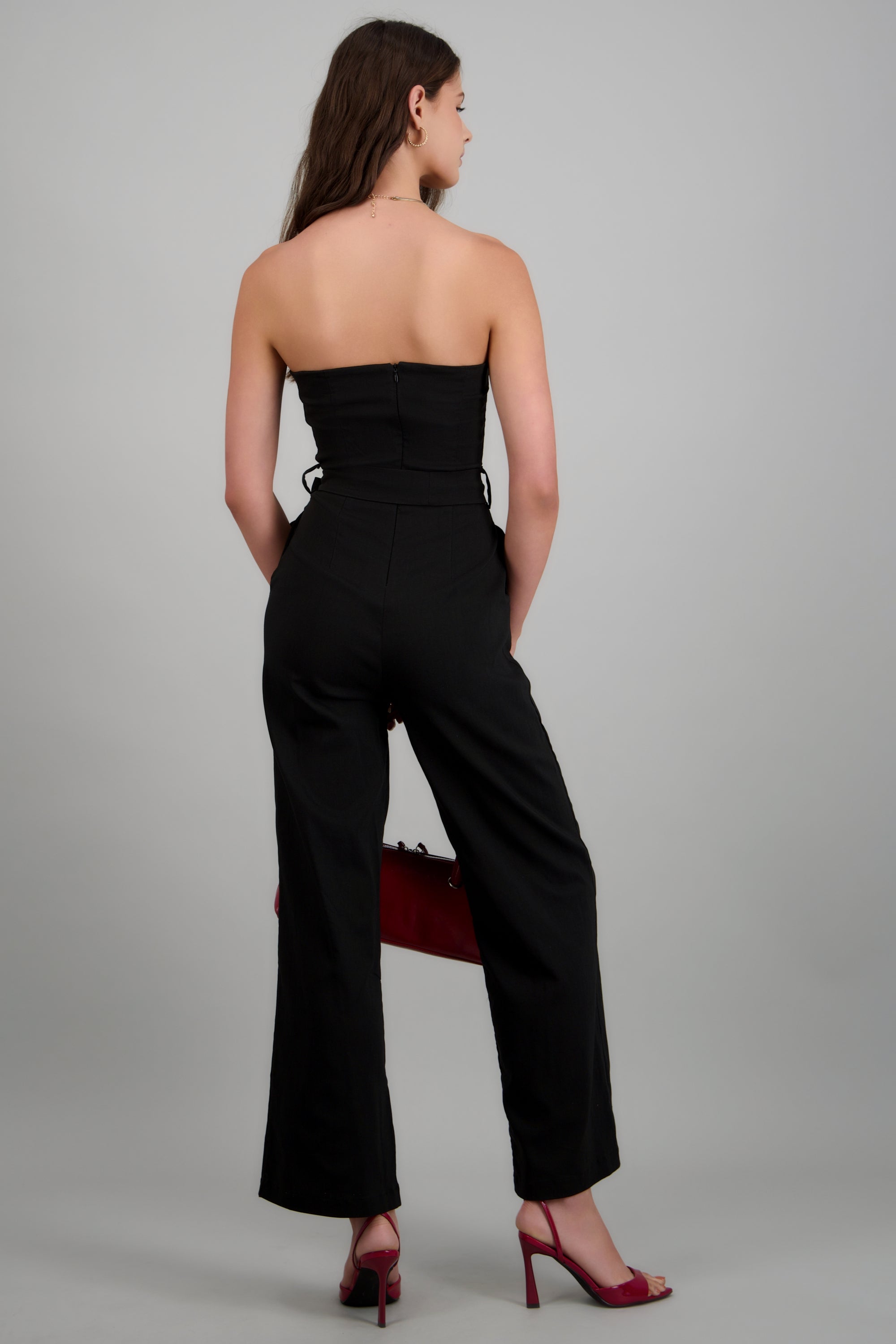 JUMPSUIT STRAPLESS DET CINTURON NEGRO