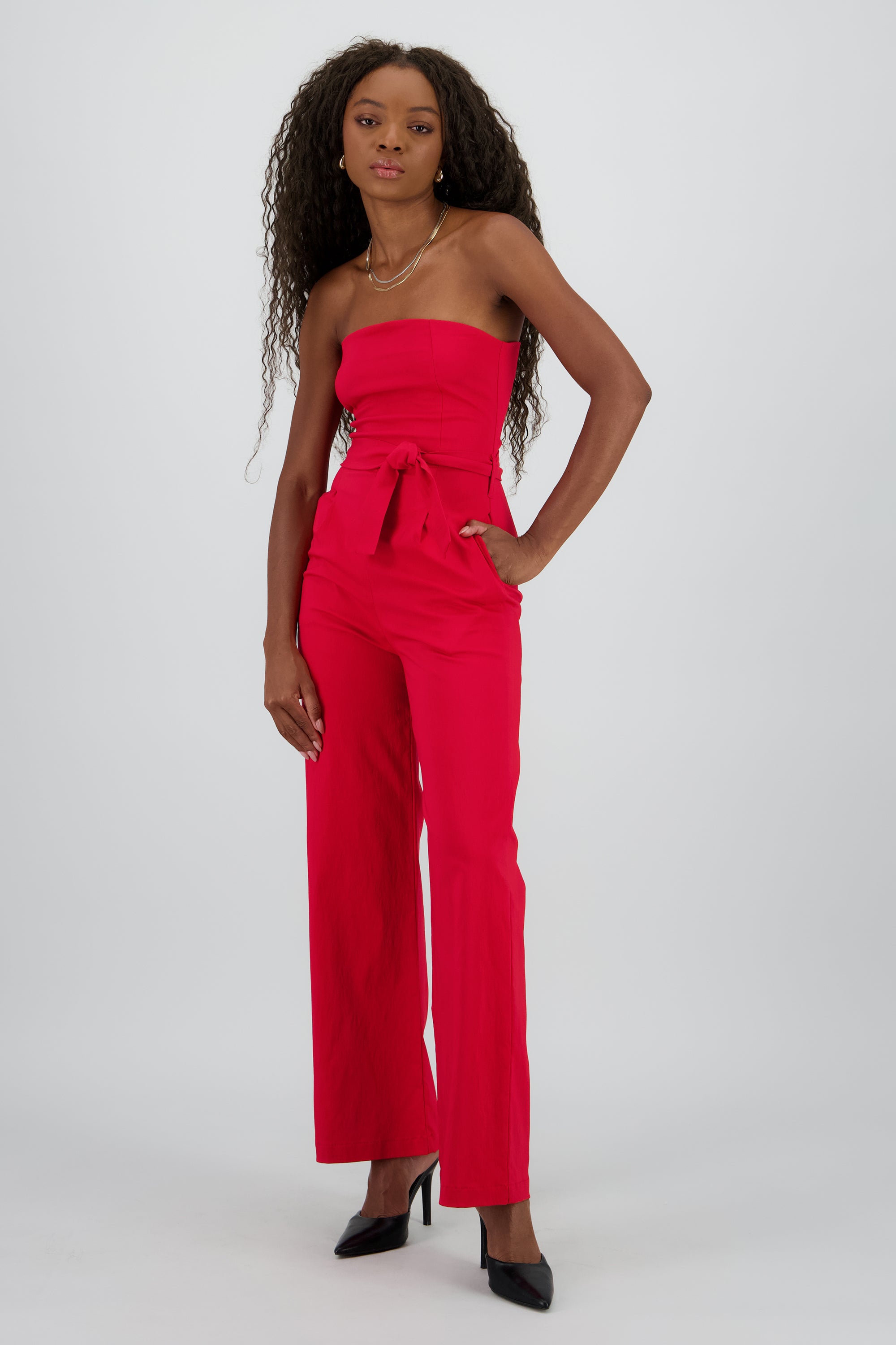 Jumpsuit strapless detalle cinturon