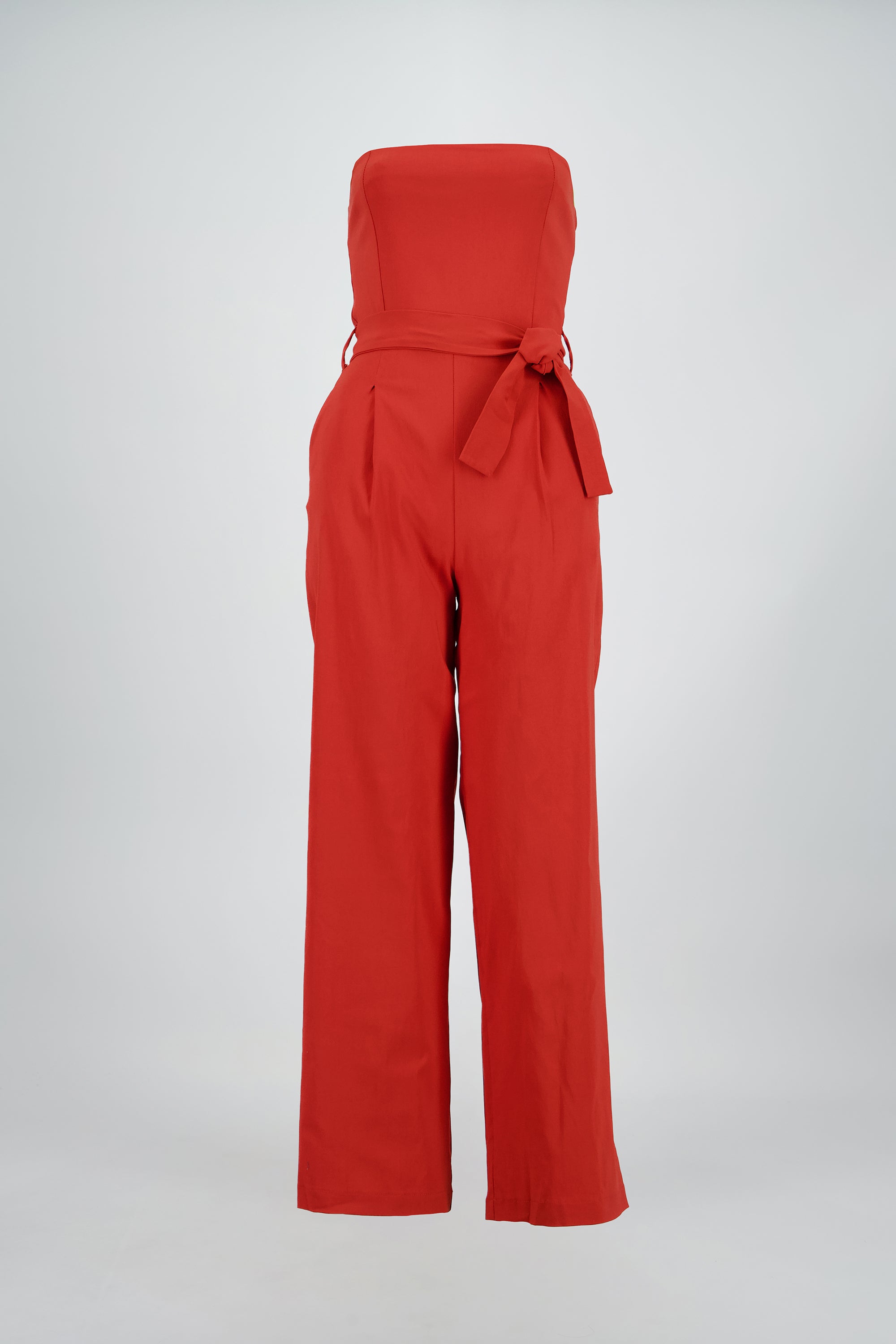 Jumpsuit strapless detalle cinturon LADRILLO