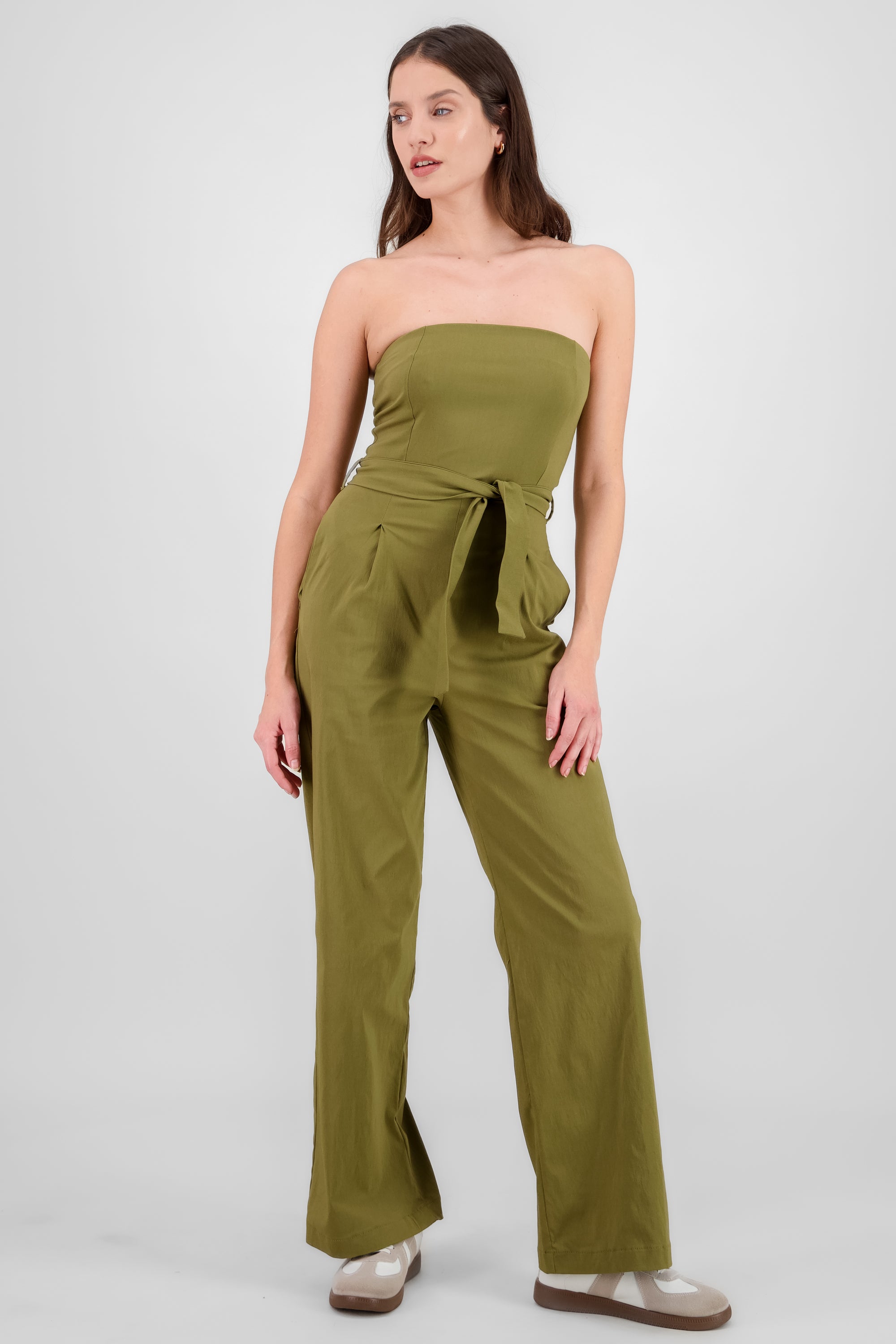 Jumpsuit strapless detalle cinturon OLIVO