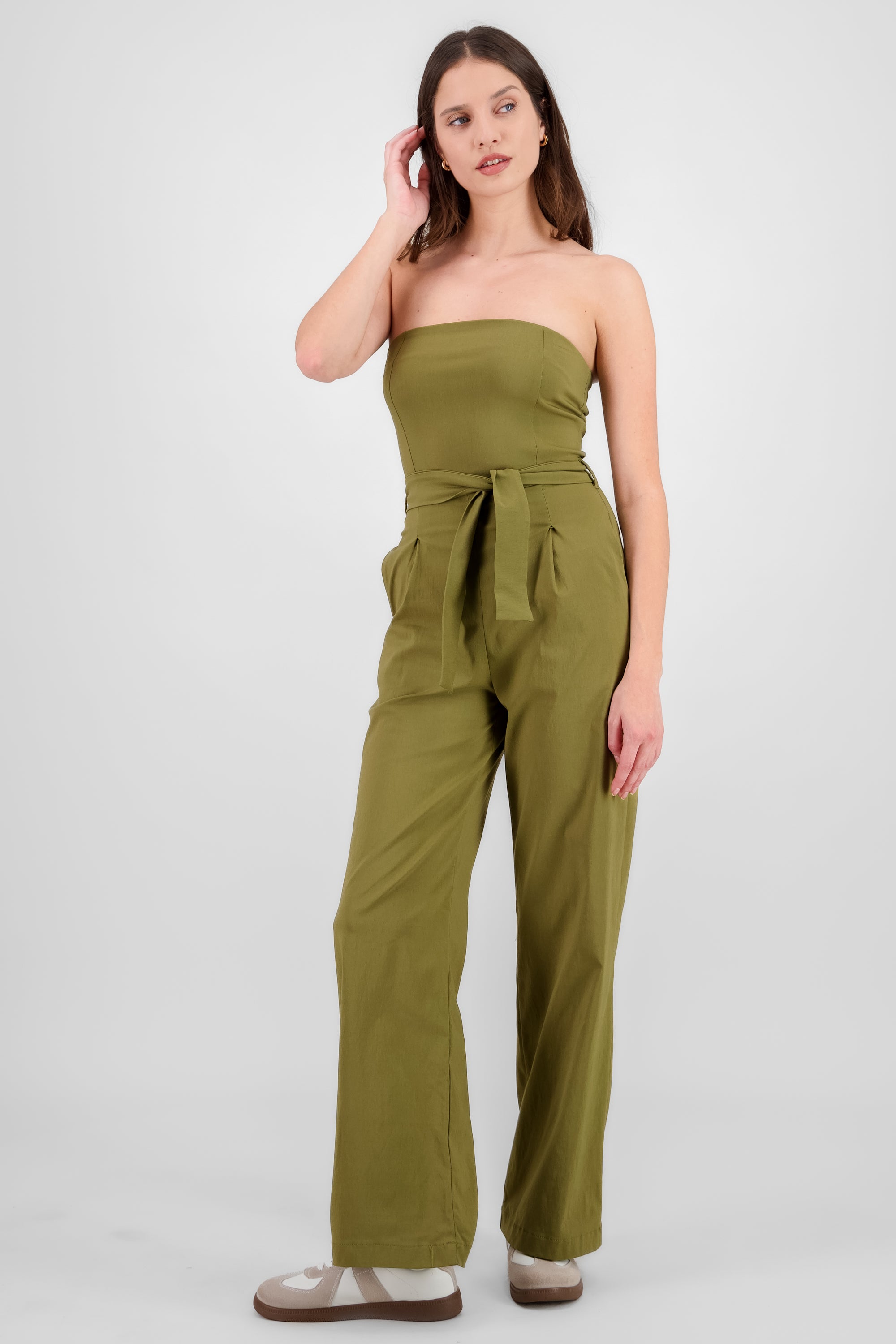 Jumpsuit strapless detalle cinturon OLIVO