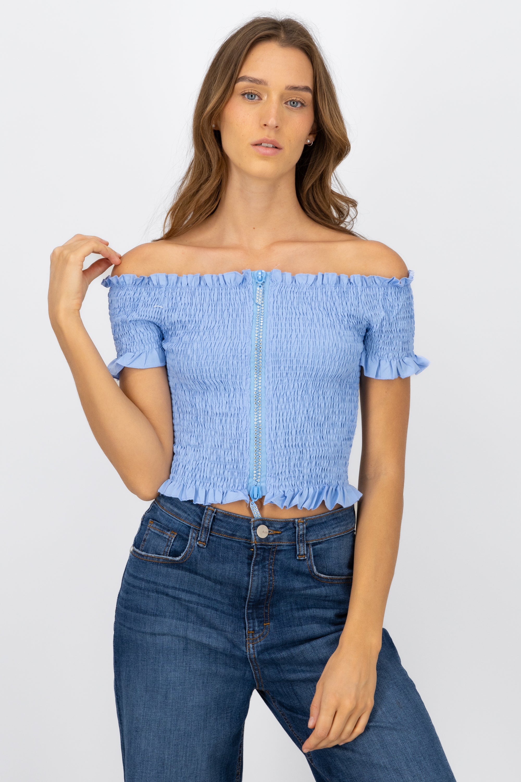 Blusa smog detalle cierre AZUL