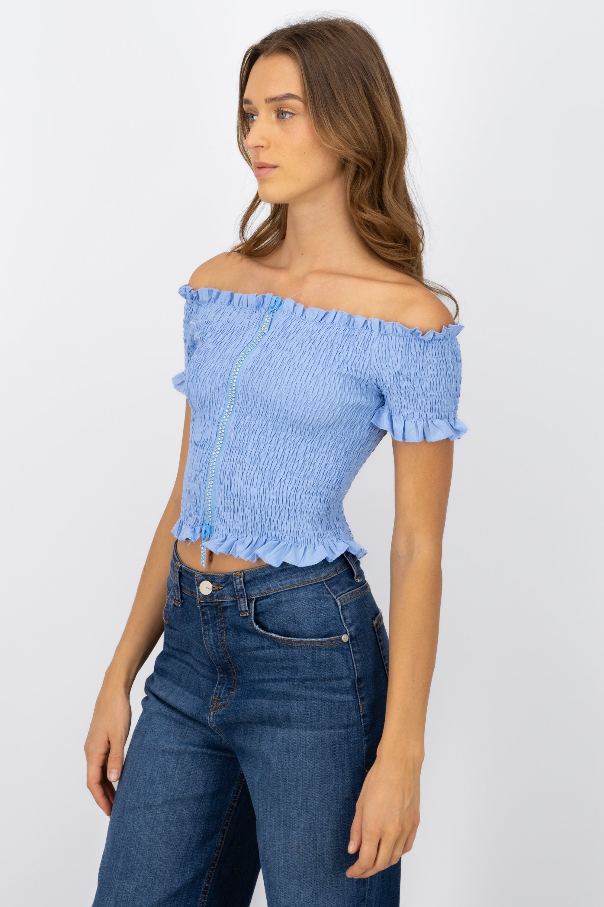 Blusa smog detalle cierre AZUL