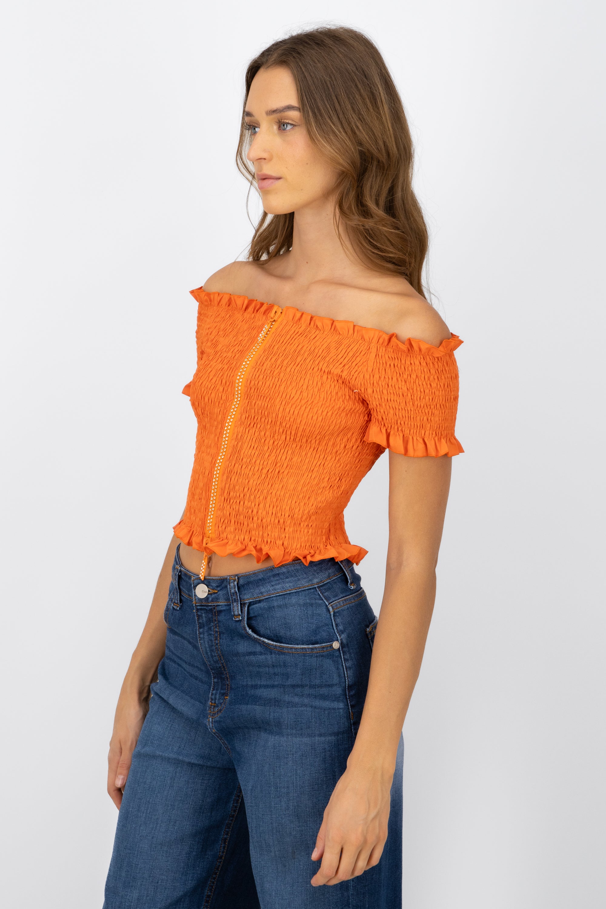 Blusa smog detalle cierre NARANJA