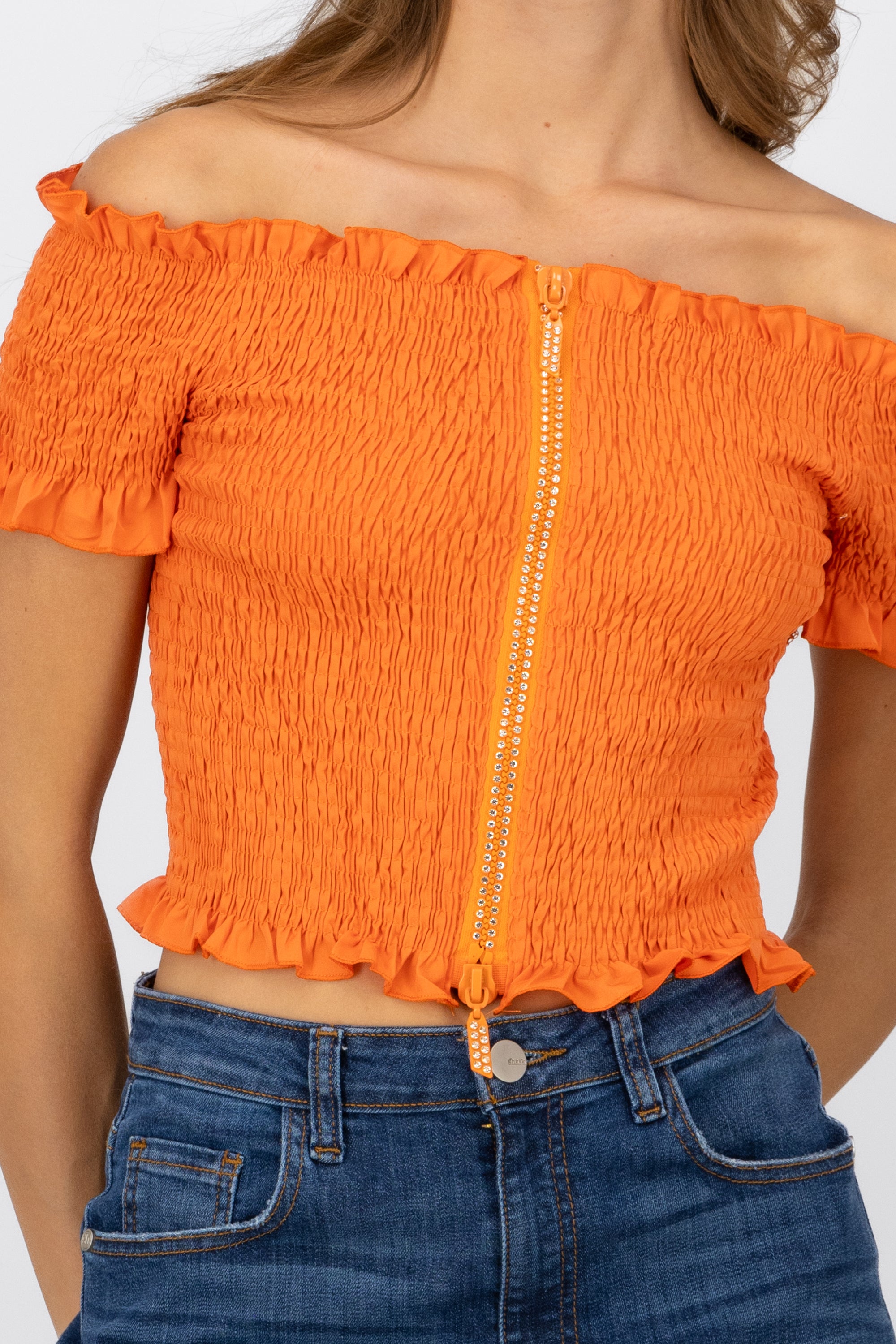 Blusa smog detalle cierre NARANJA