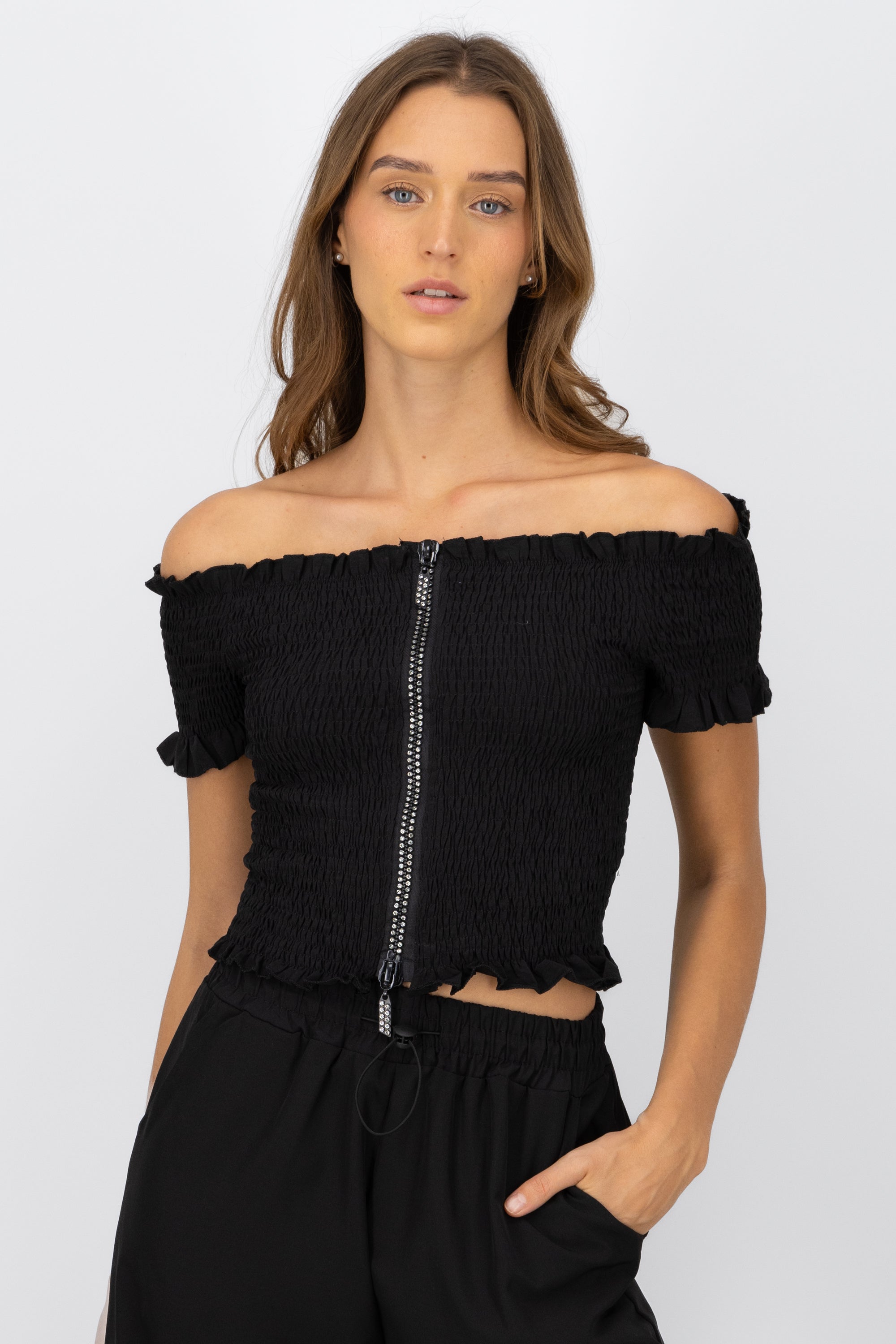 Blusa smog detalle cierre NEGRO