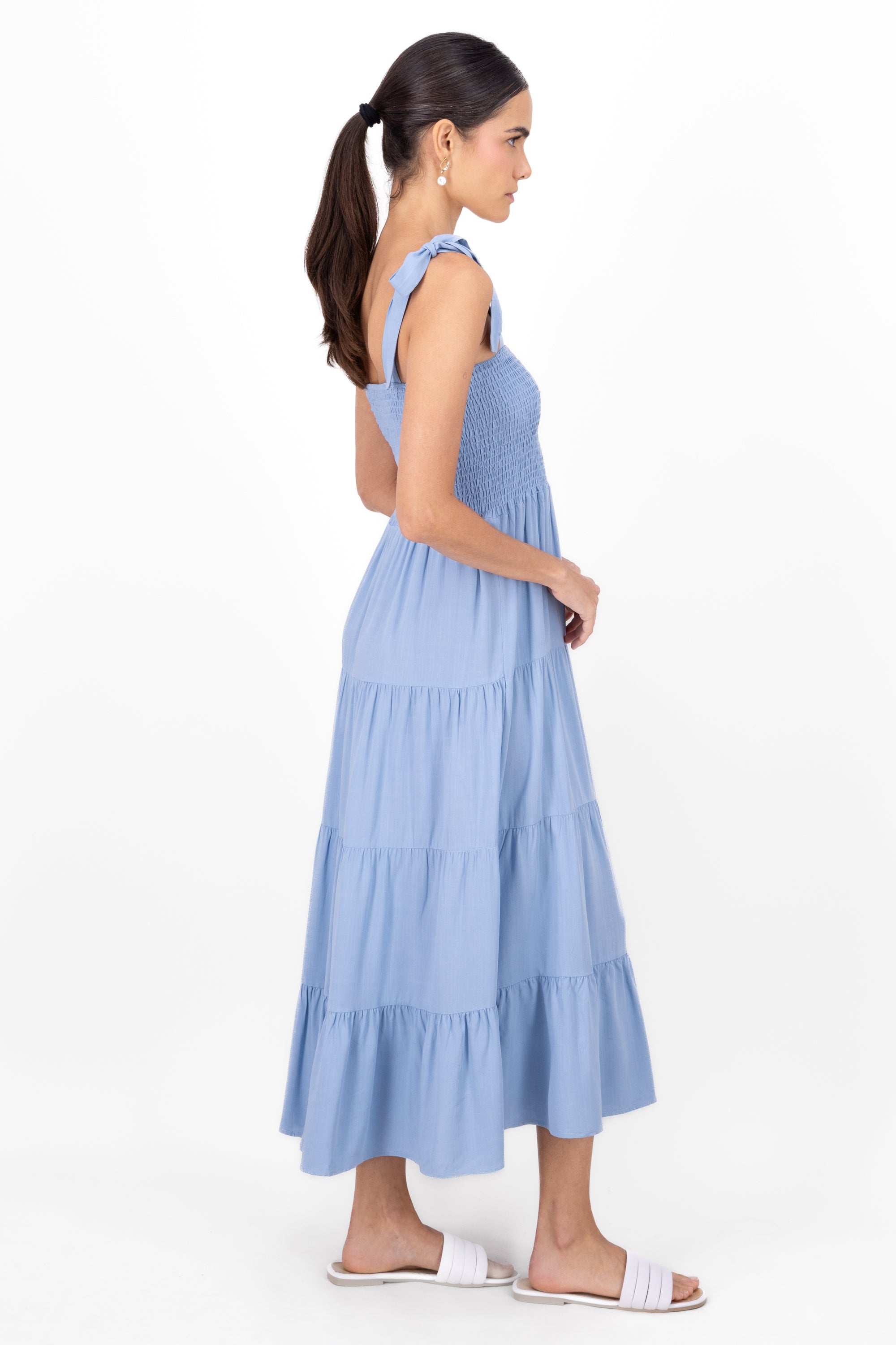 Maxi vestido smock AZUL CIELO