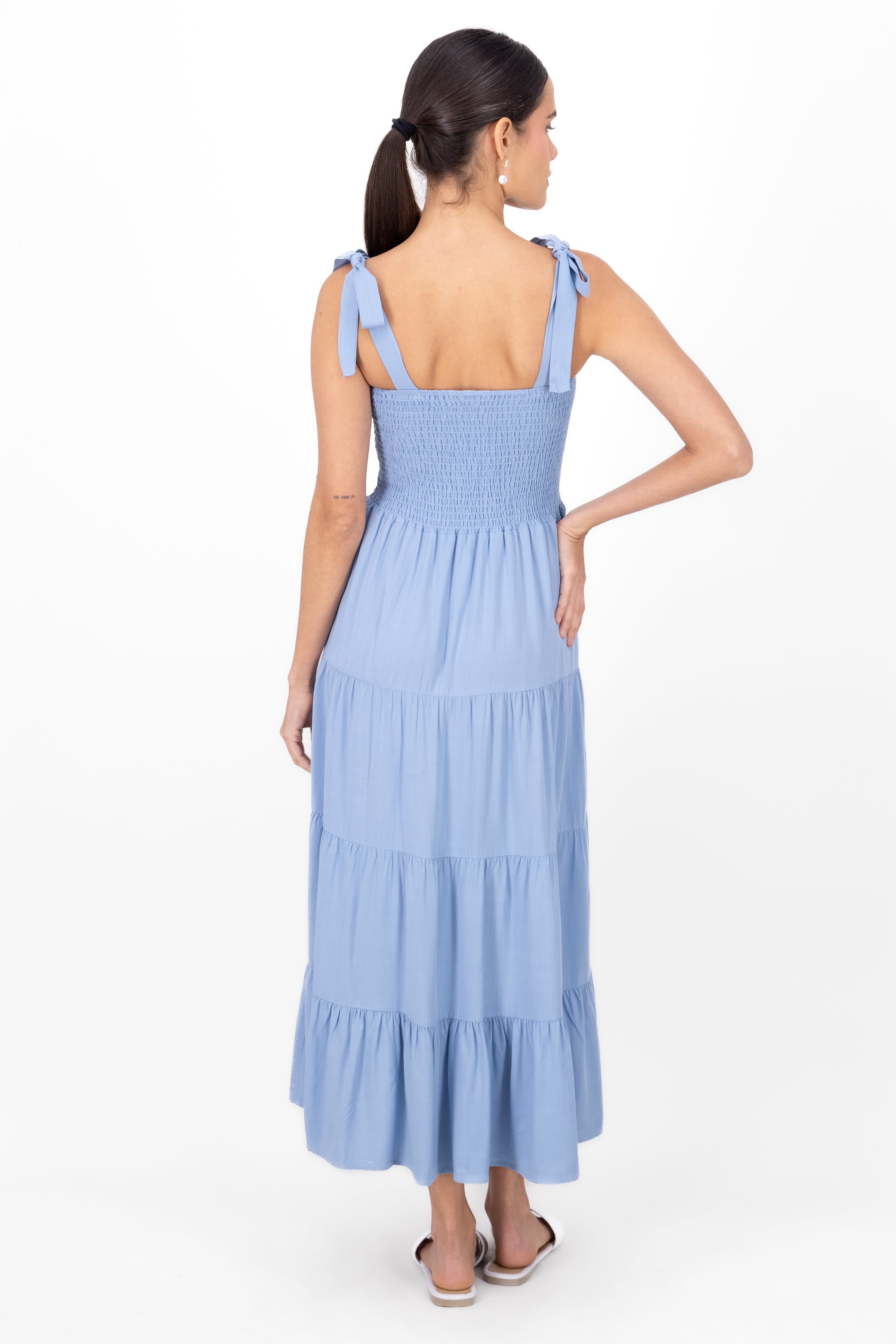 Maxi vestido smock AZUL CIELO