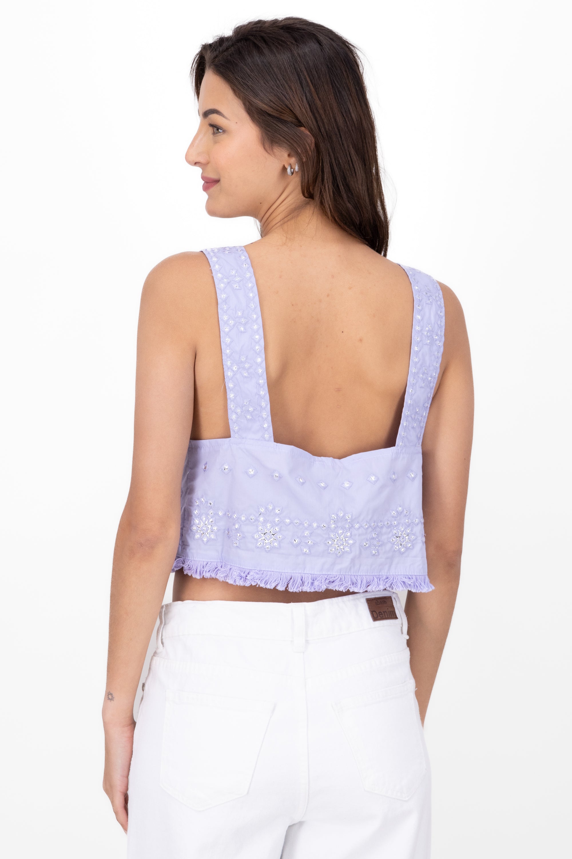 Blusa bordado sin mangas MORADO