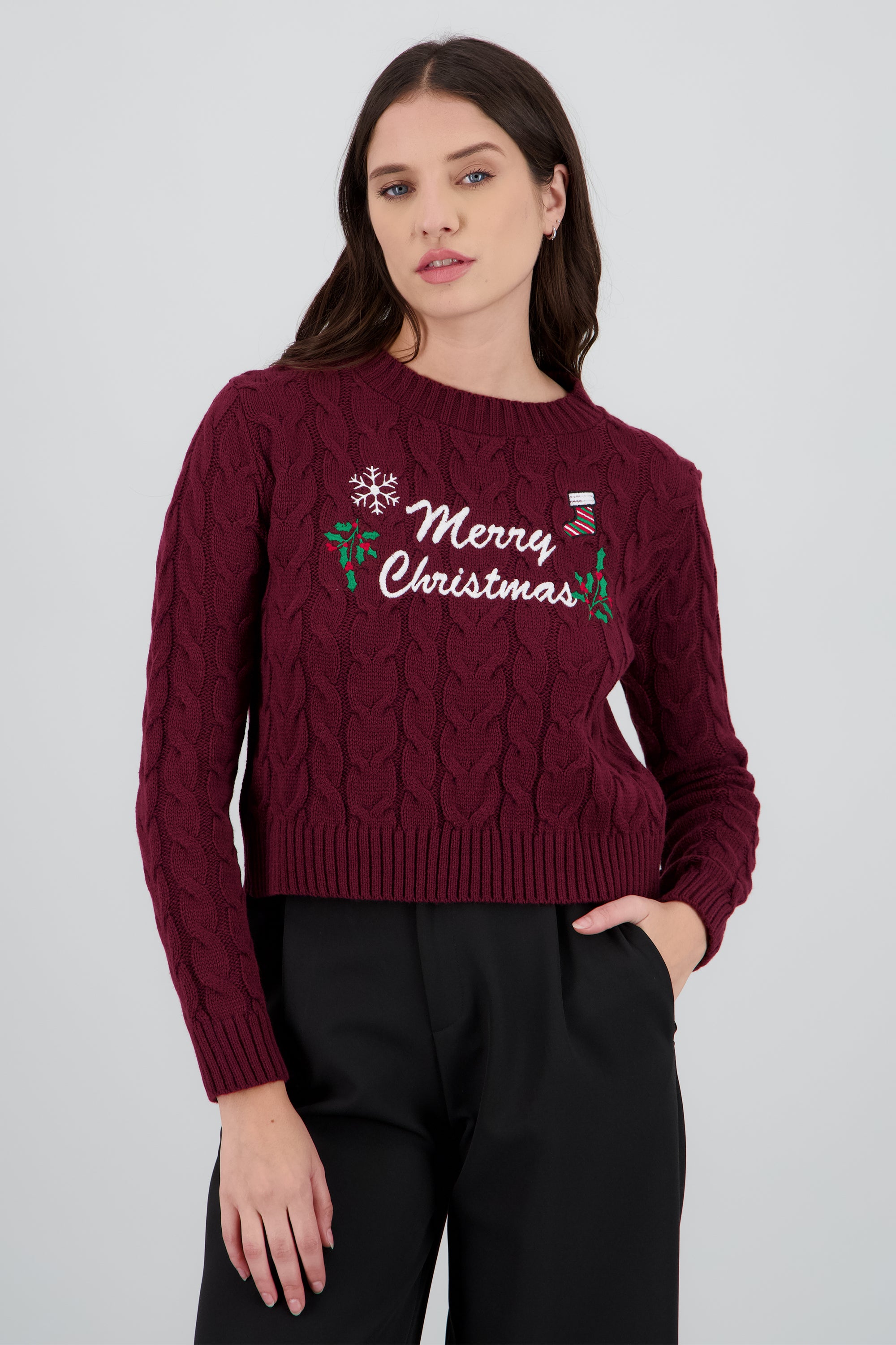 Sueter navideño merry christmas VINO COMBO