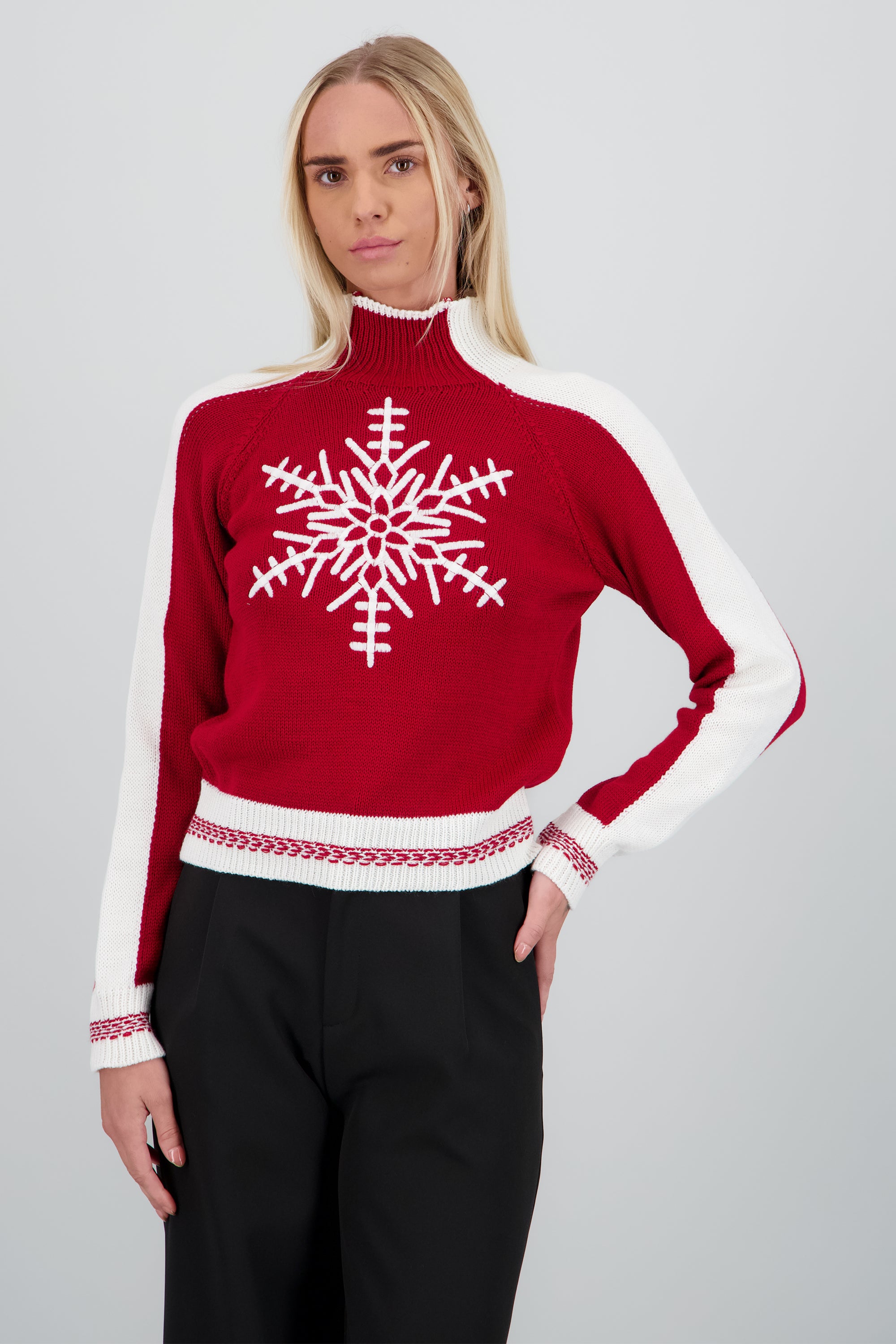 Sueter navideño copo de nieve ROJO COMBO