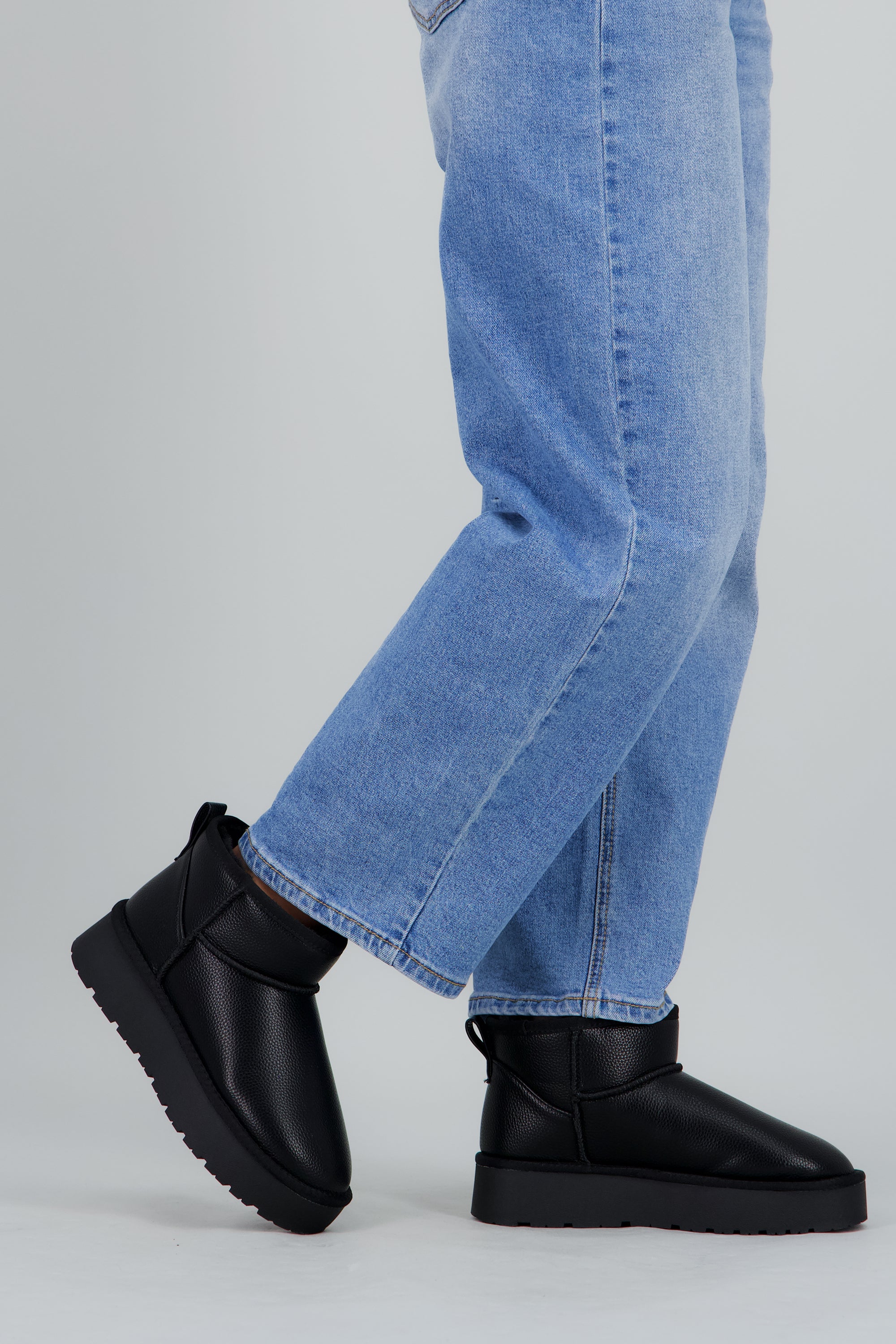 Bota invierno peluche pu NEGRO