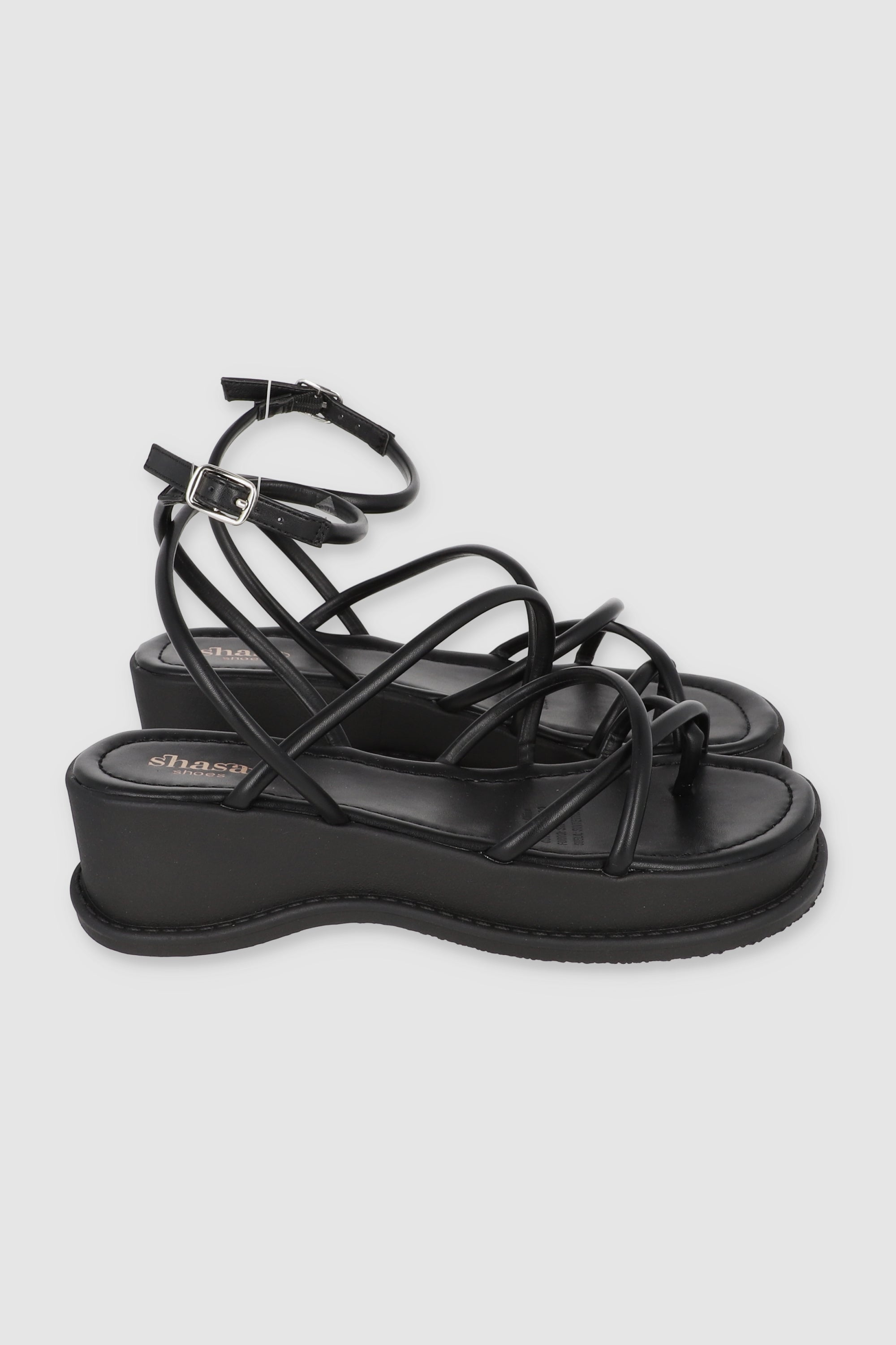 Sandalia suela chunky tiras NEGRO