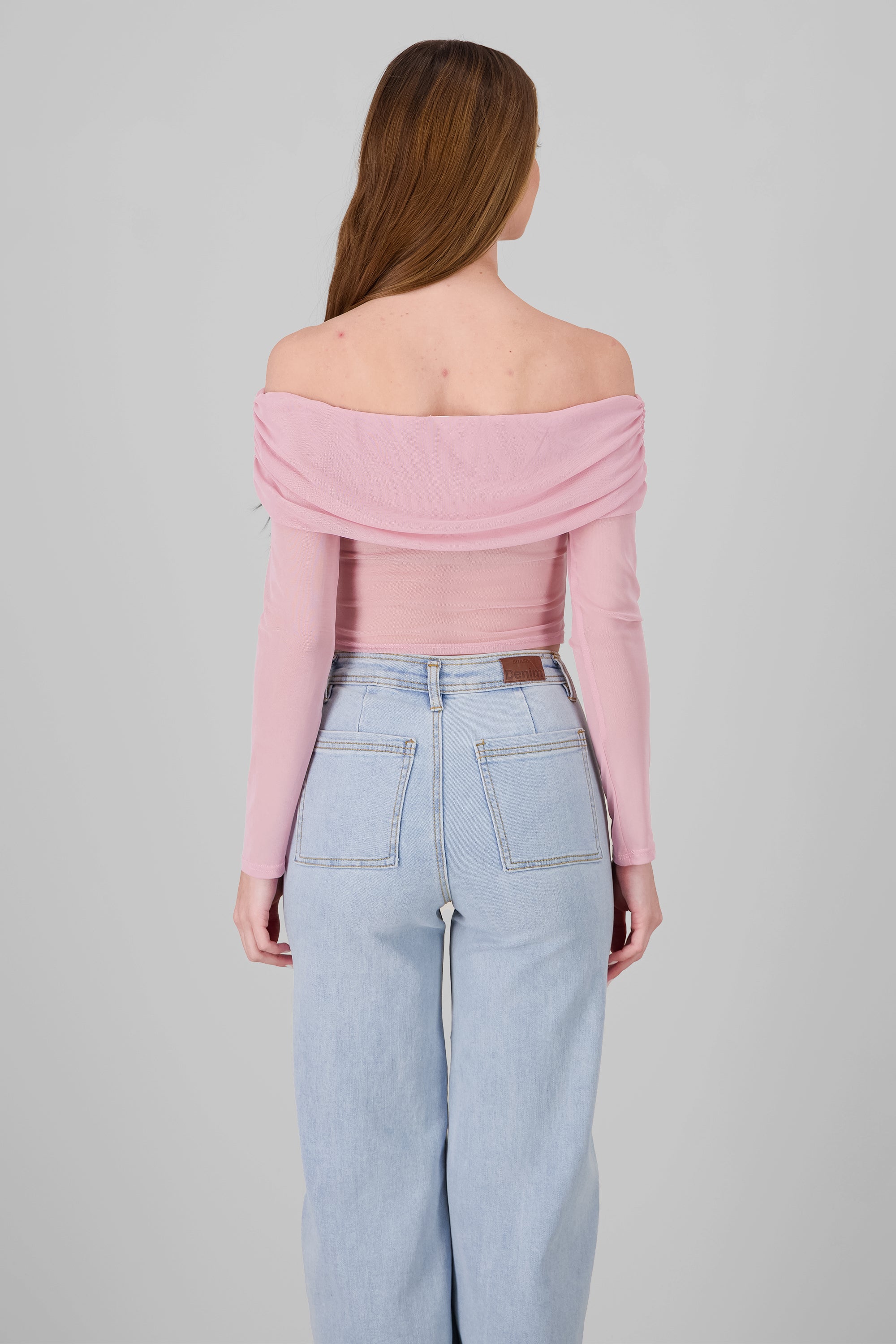 Top off shoulder de mesh liso MALVA