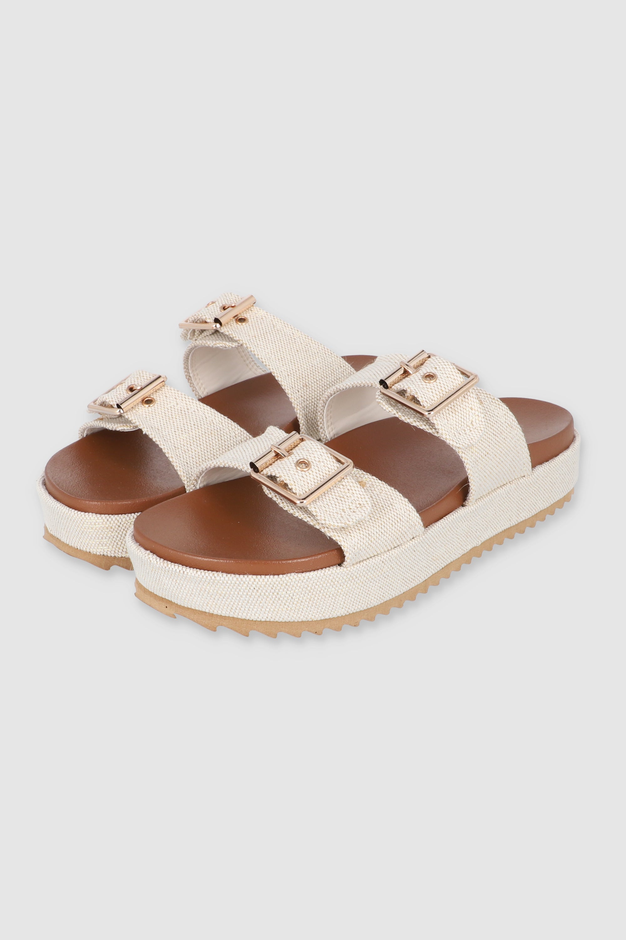 Sandalia plataforma dos hebillas BEIGE