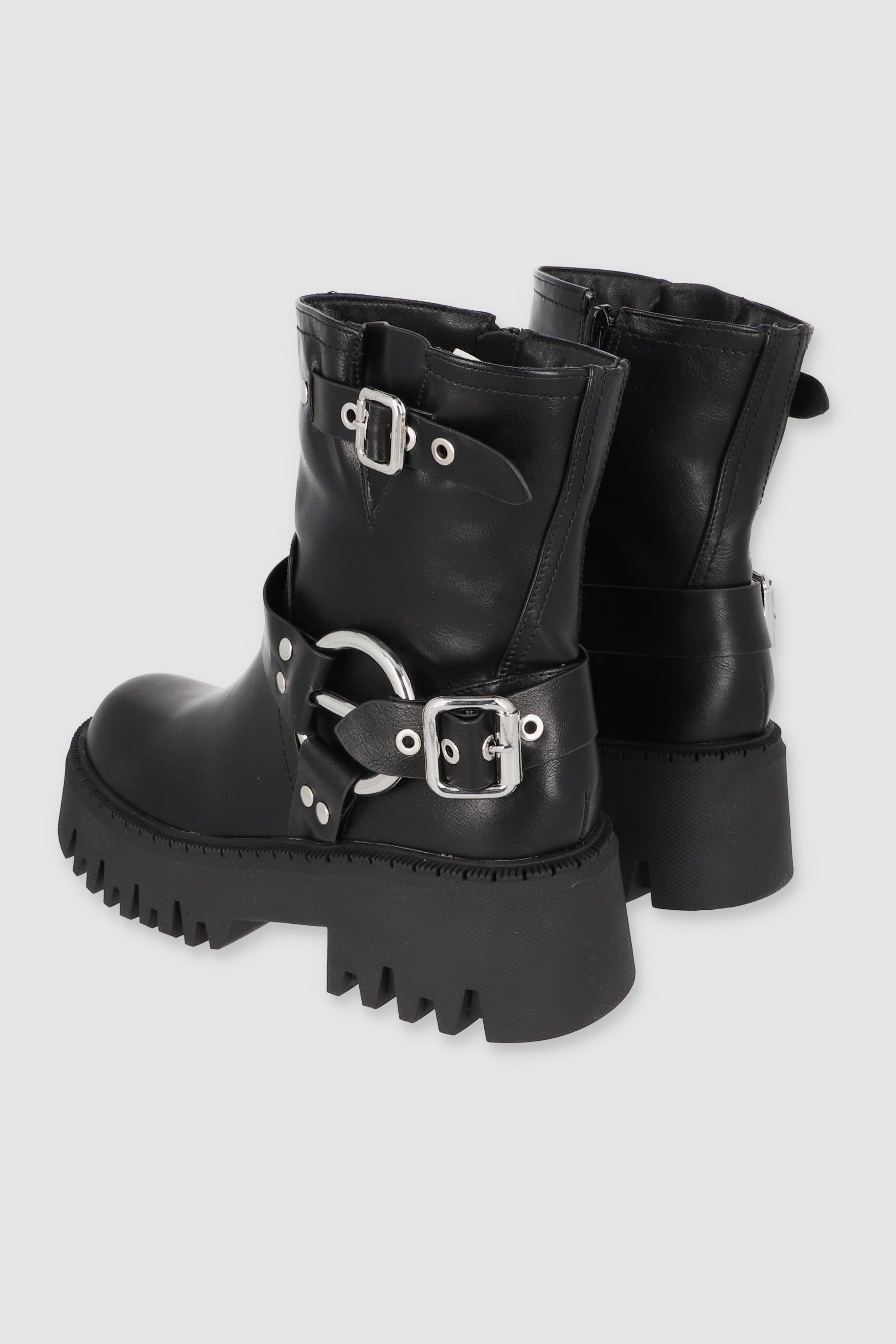 Botin biker chunky hebillas NEGRO