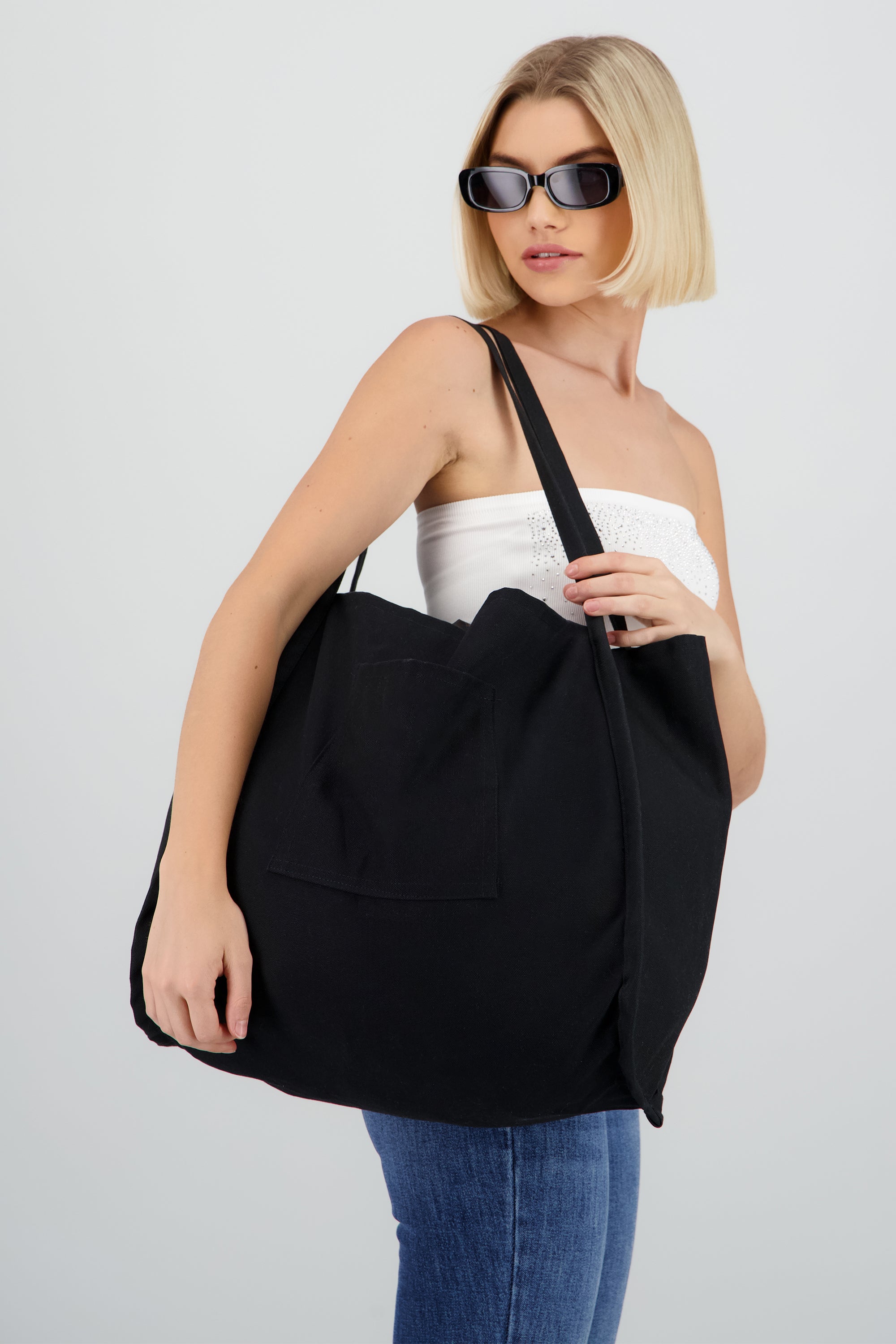 Bolsa tote ancha bolsillo