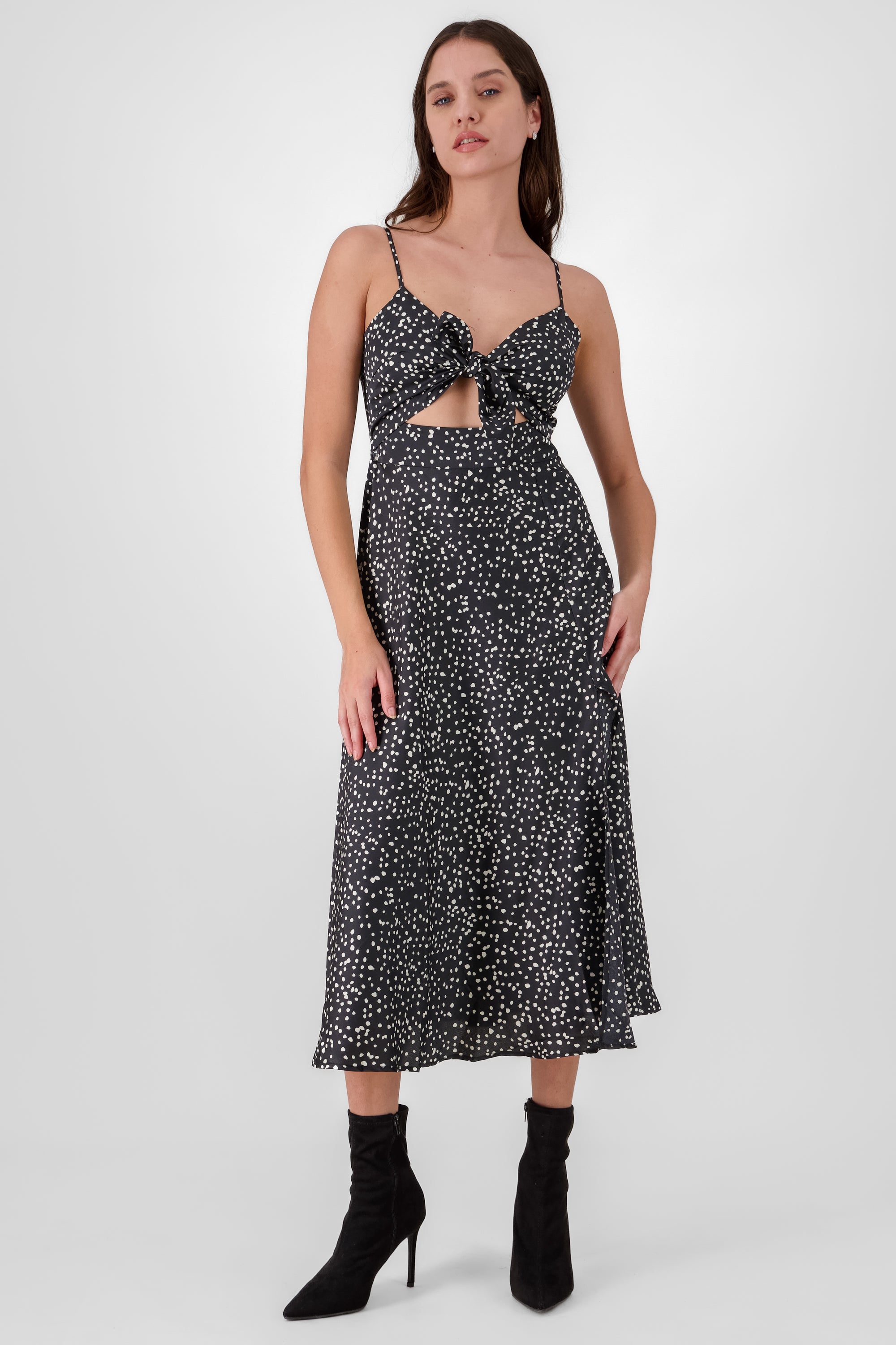 Vestido midi animal print NEGRO COMBO