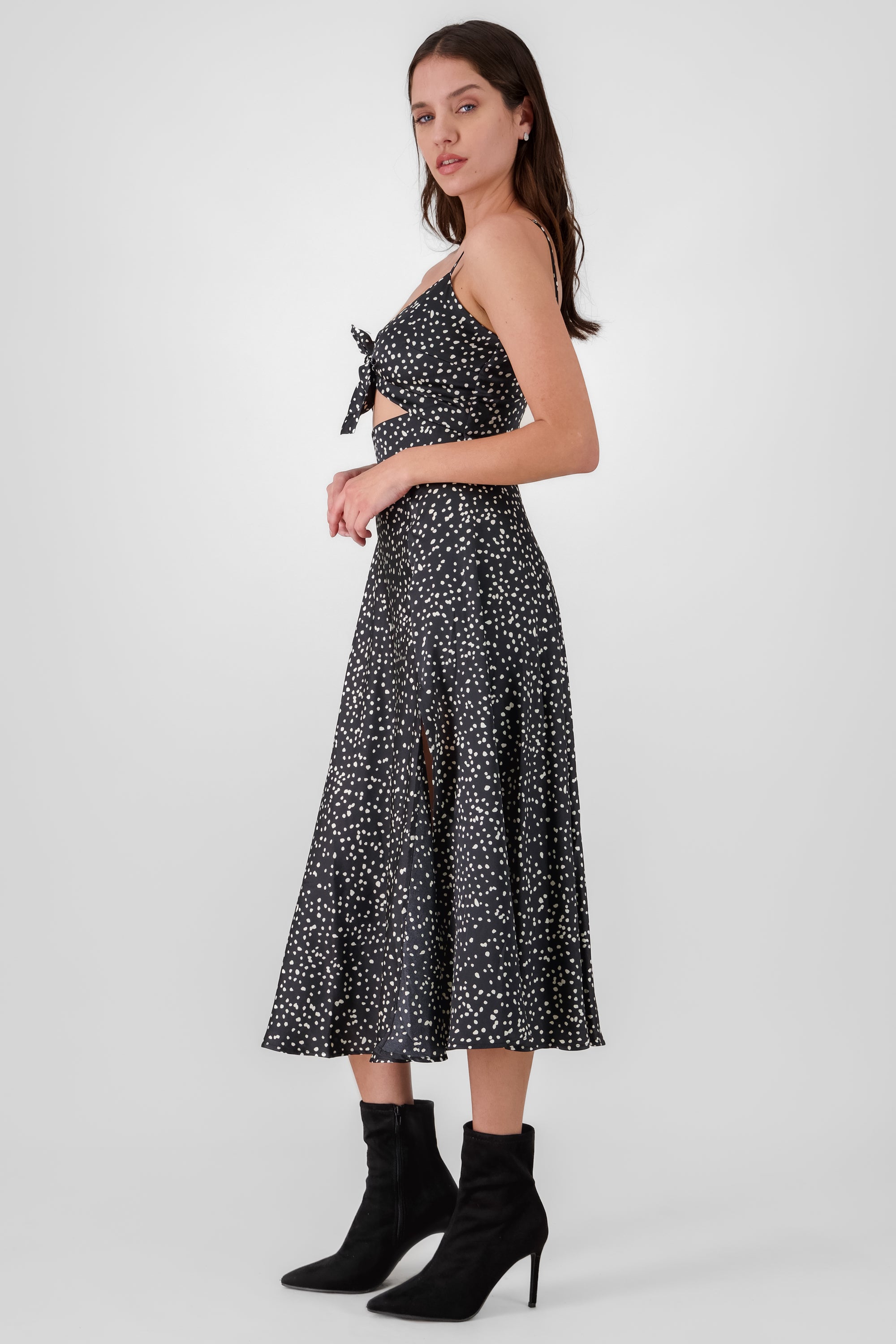 Vestido midi animal print NEGRO COMBO