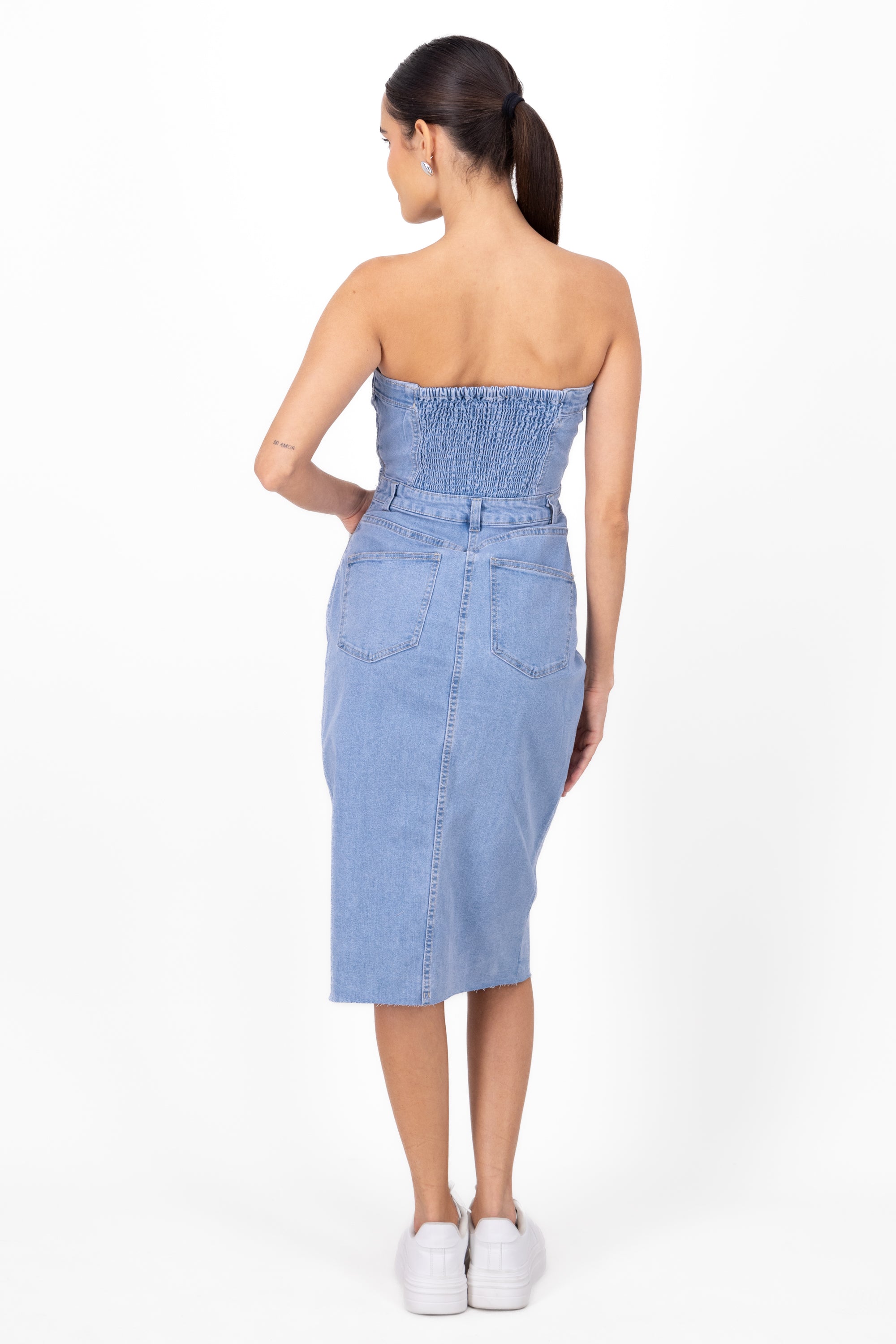 Vestido strapless denim LIGHT WASH