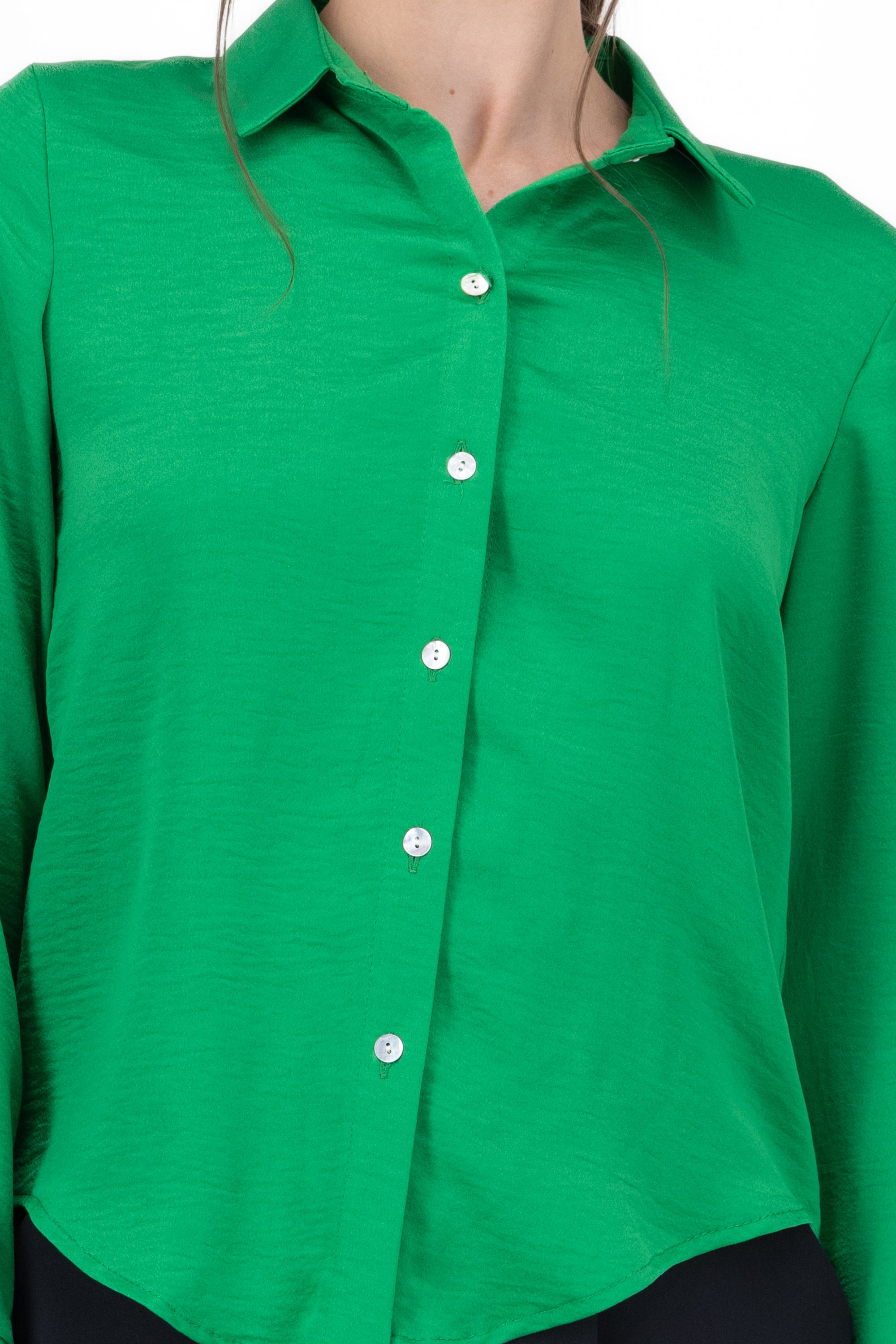 Camisa manga larga satinada VERDE