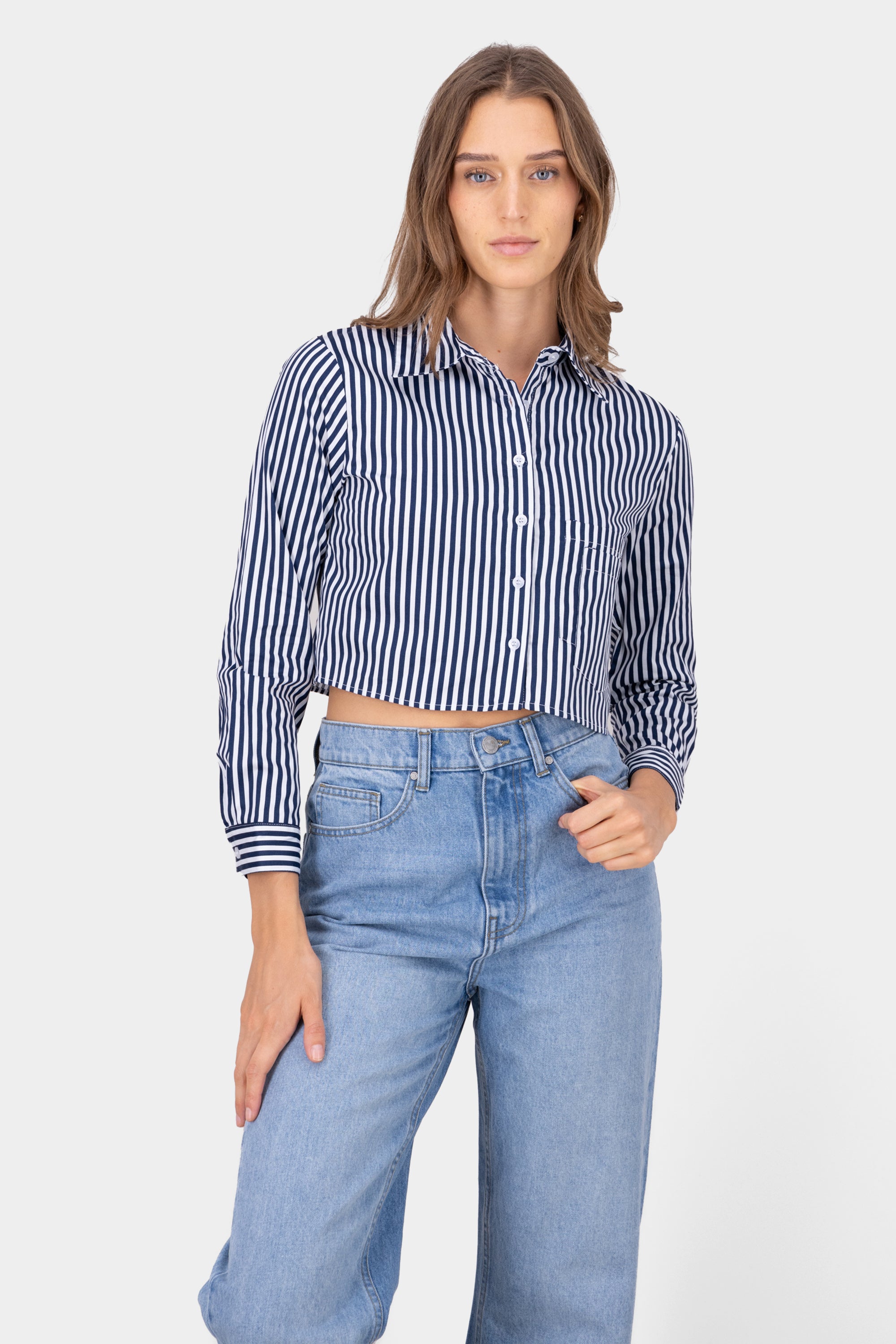 Camisa crop rayas MARINO COMBO