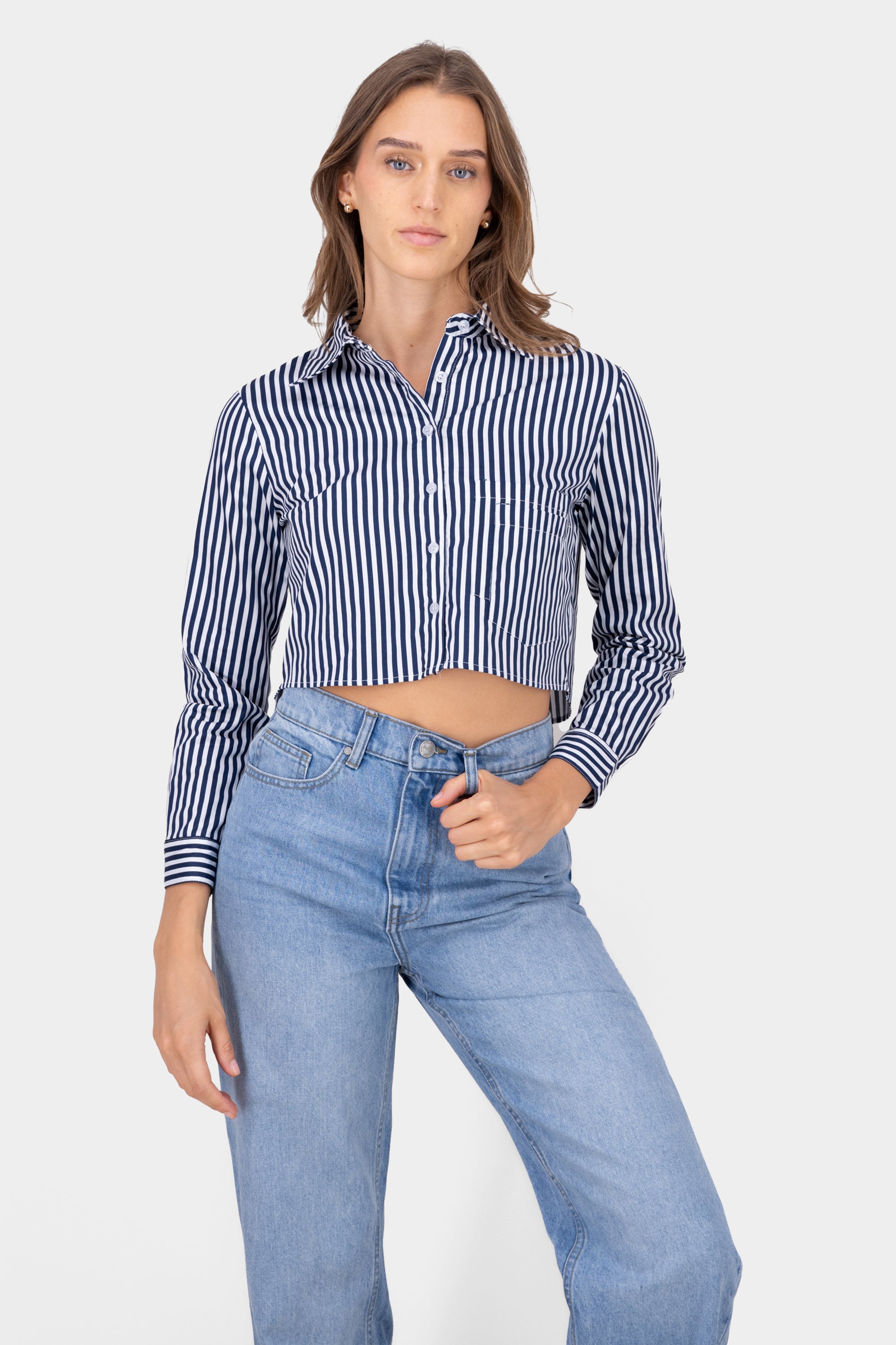 Camisa crop rayas MARINO COMBO