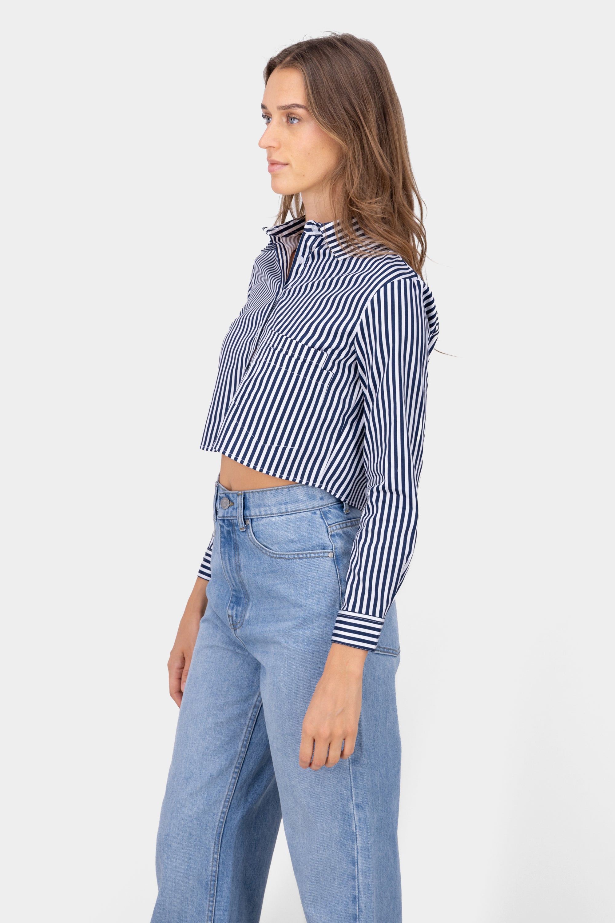 Camisa crop rayas MARINO COMBO