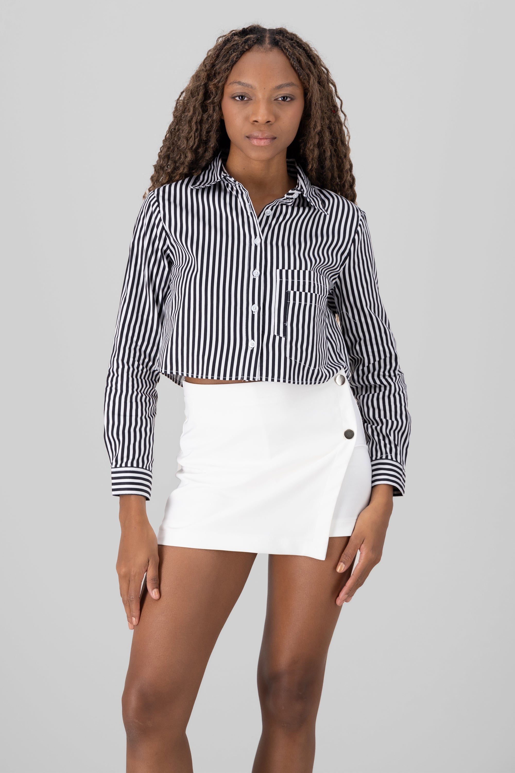 Camisa crop rayas NEGRO COMBO