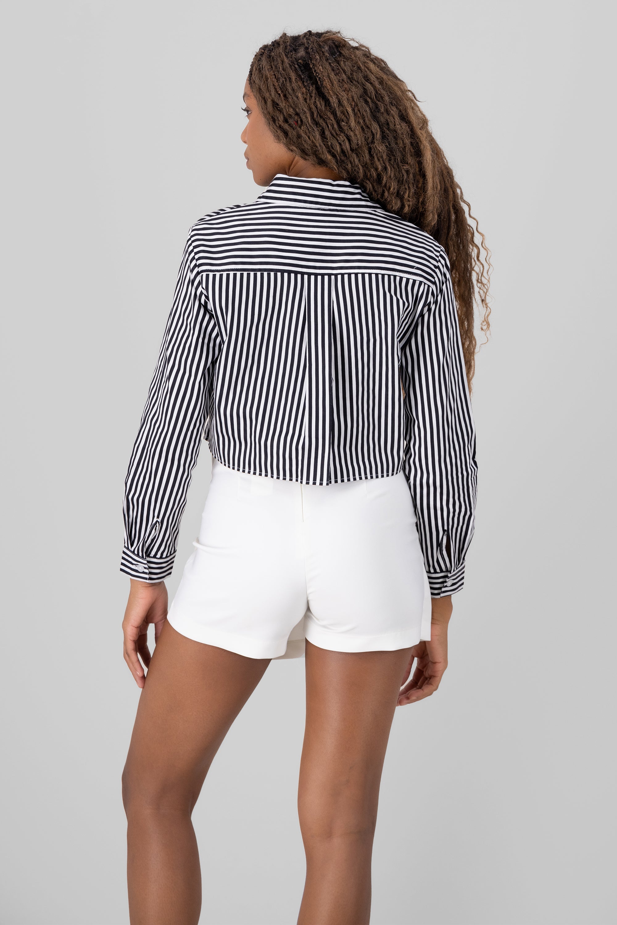 Camisa crop rayas NEGRO COMBO