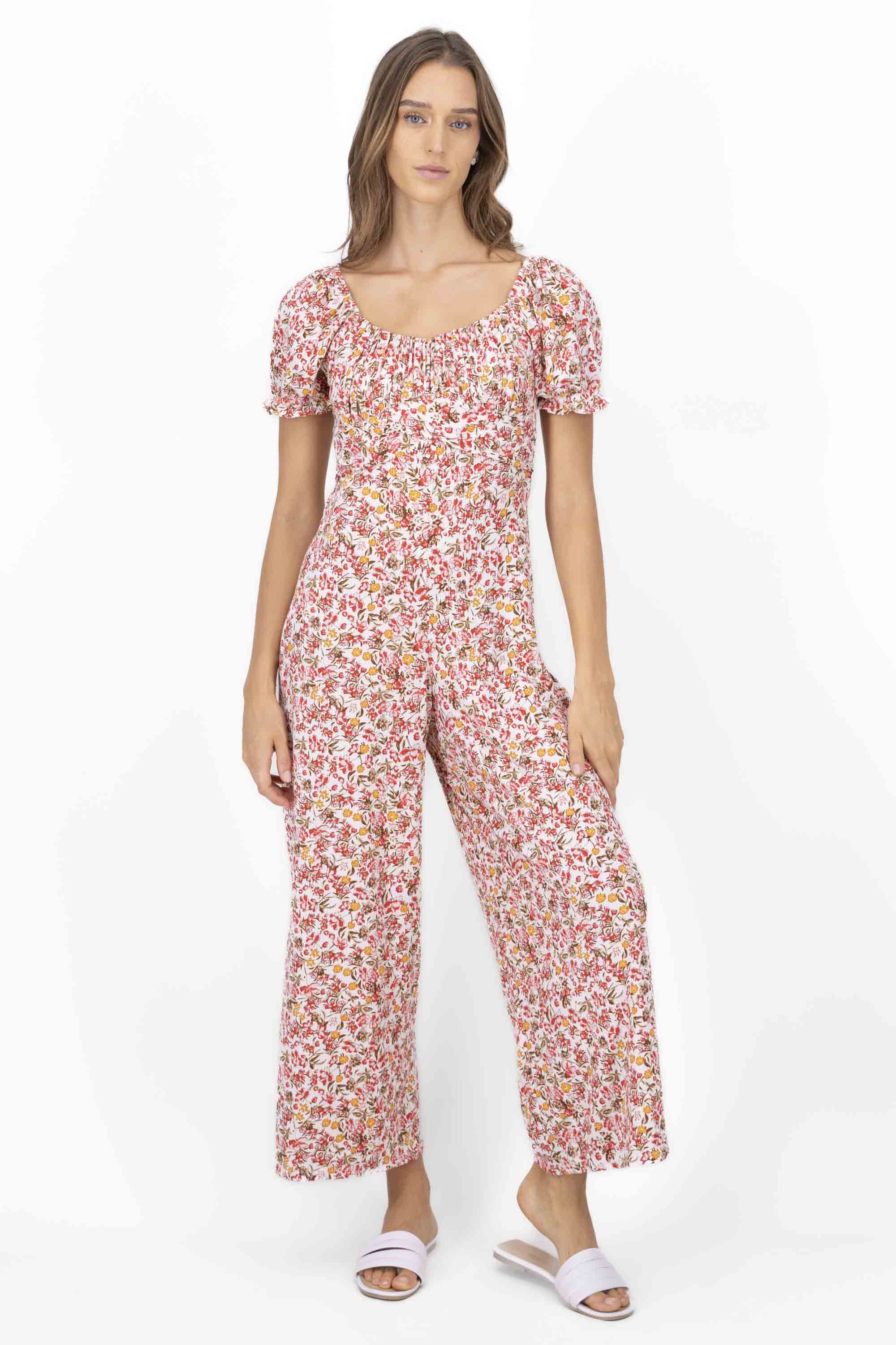 Jumpsuit estampado mini flores ROJO COMBO