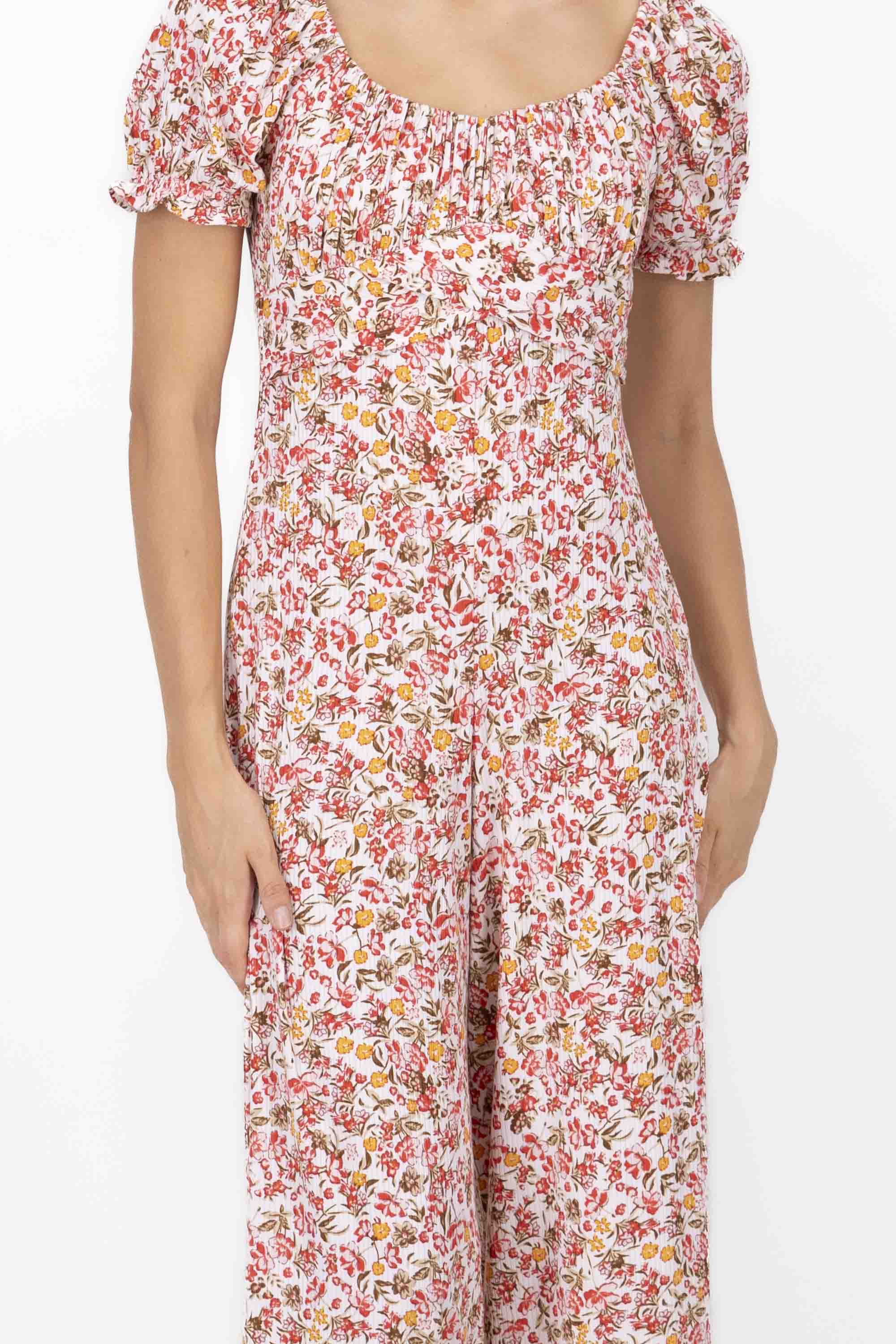 Jumpsuit estampado mini flores ROJO COMBO