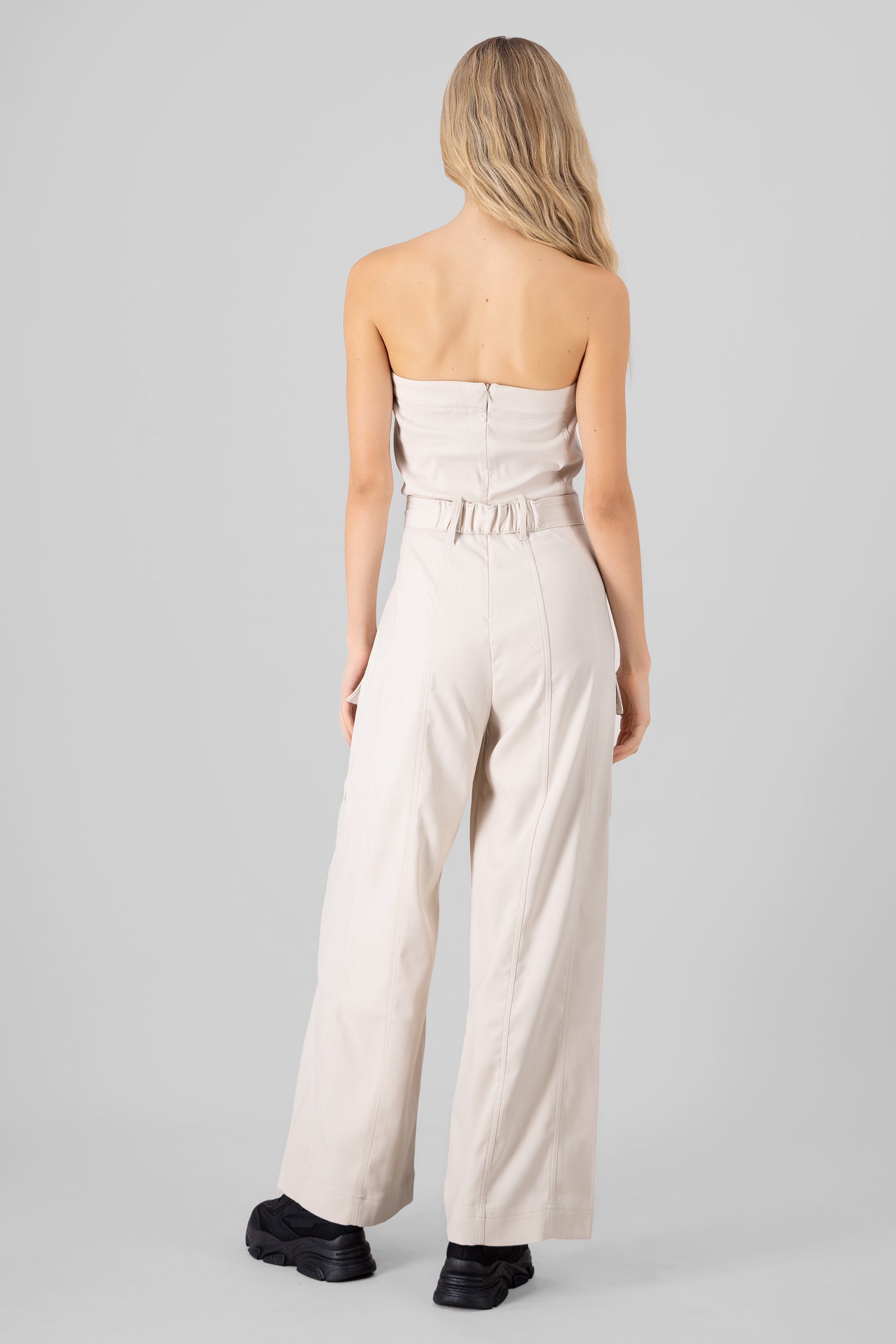 Jumpsuit liso cargo CREMA