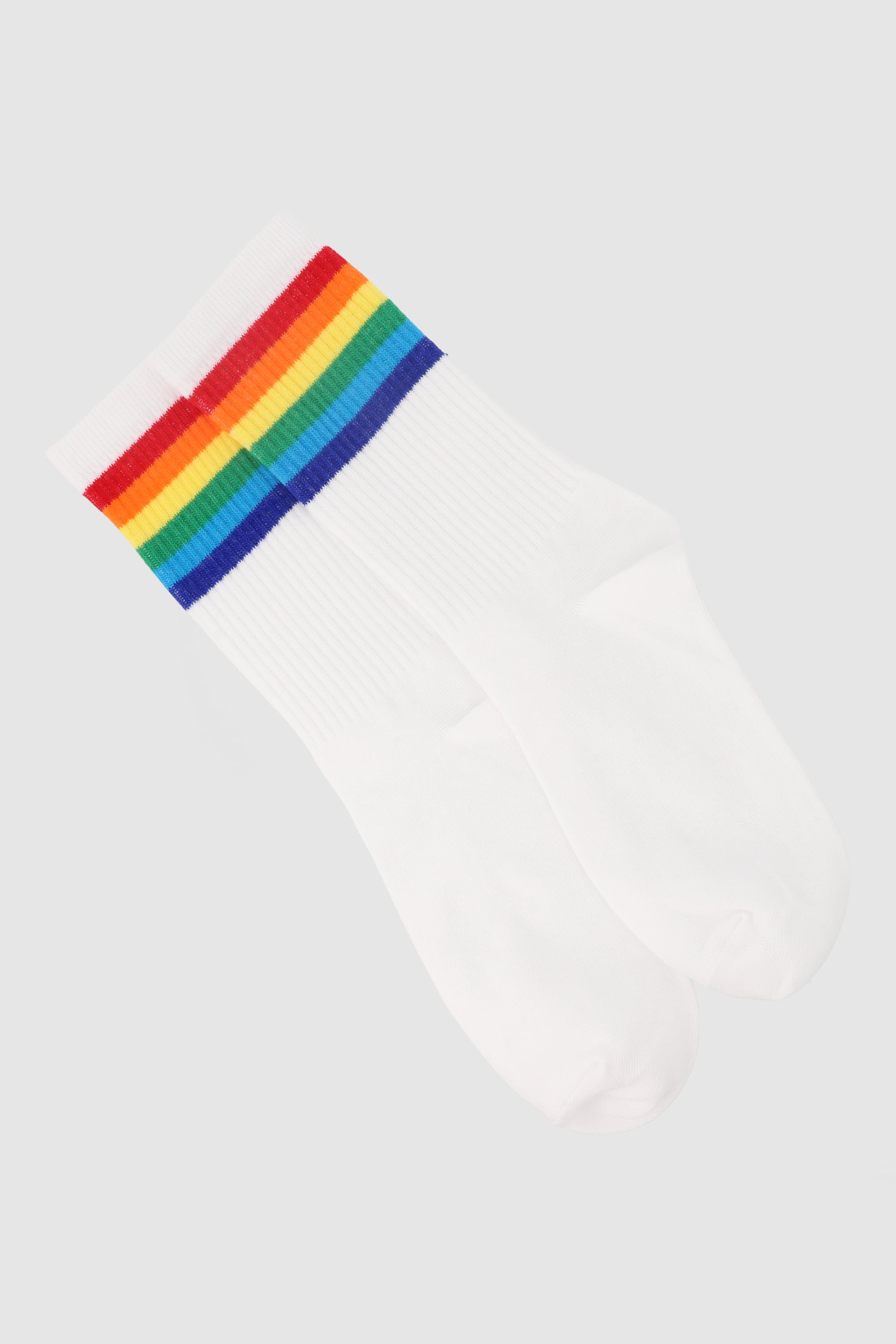 Sock PRIDE con rayas de color BLANCO COMBO