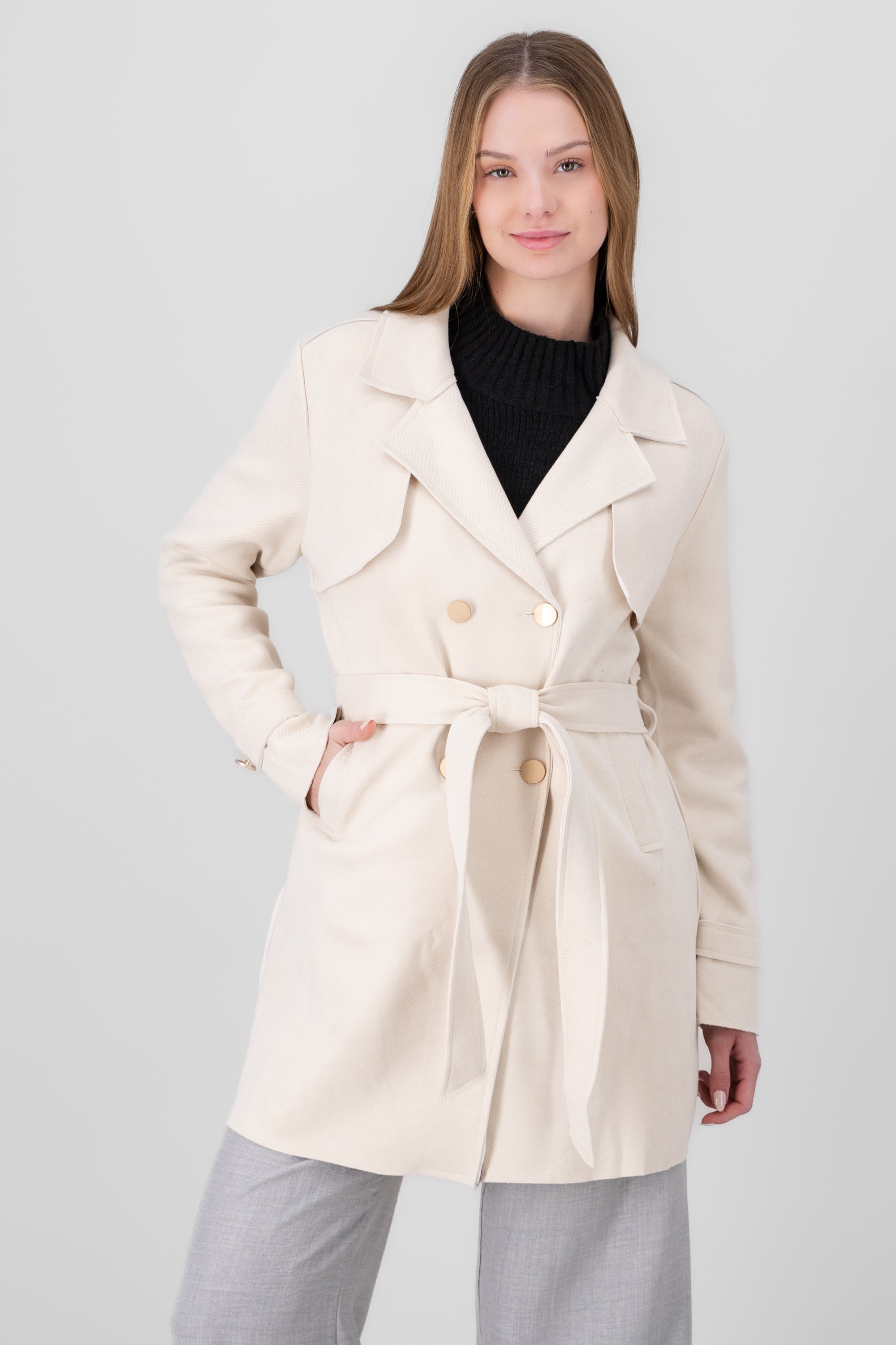 Gabardina botones larga BEIGE