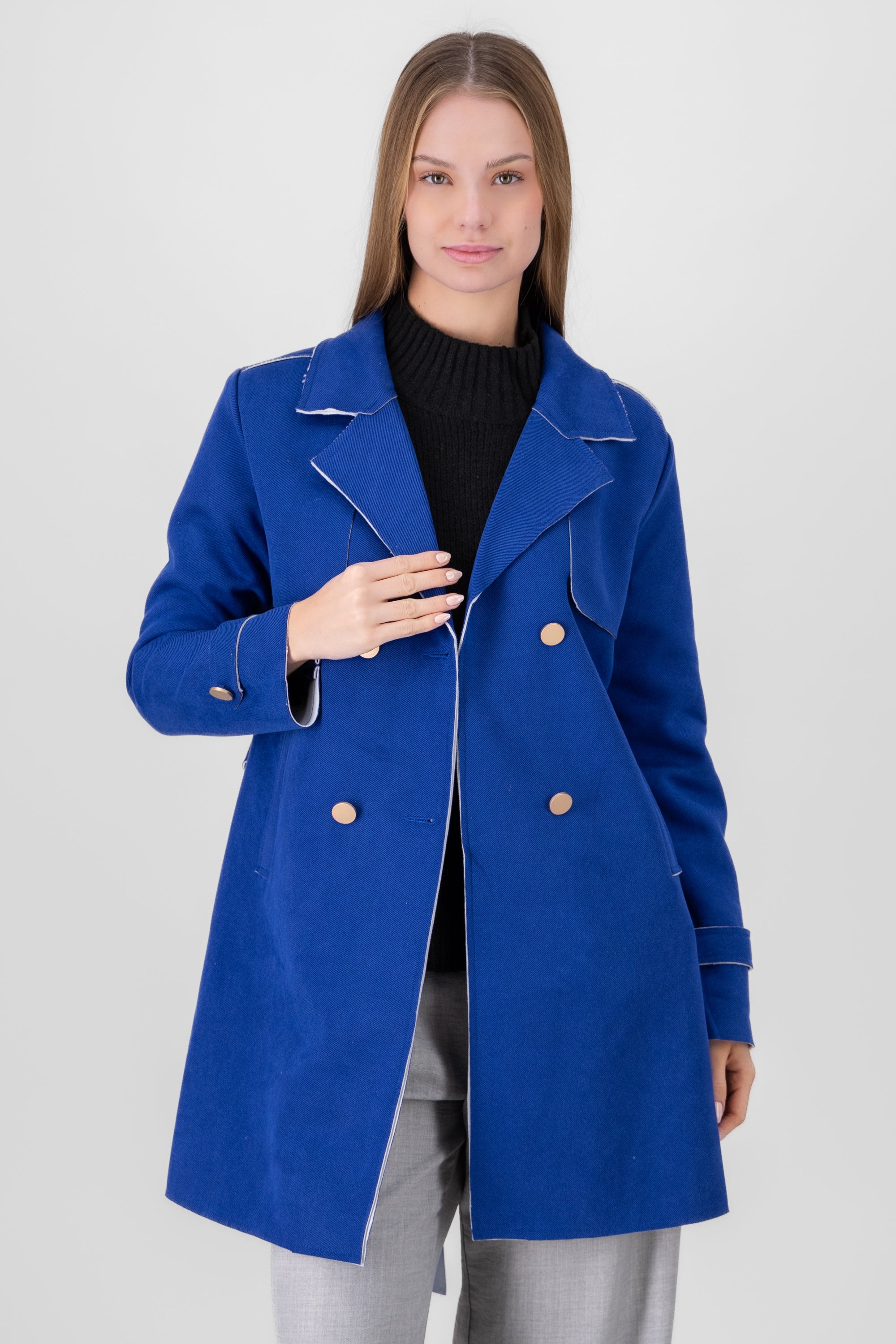 Gabardina botones larga AZUL