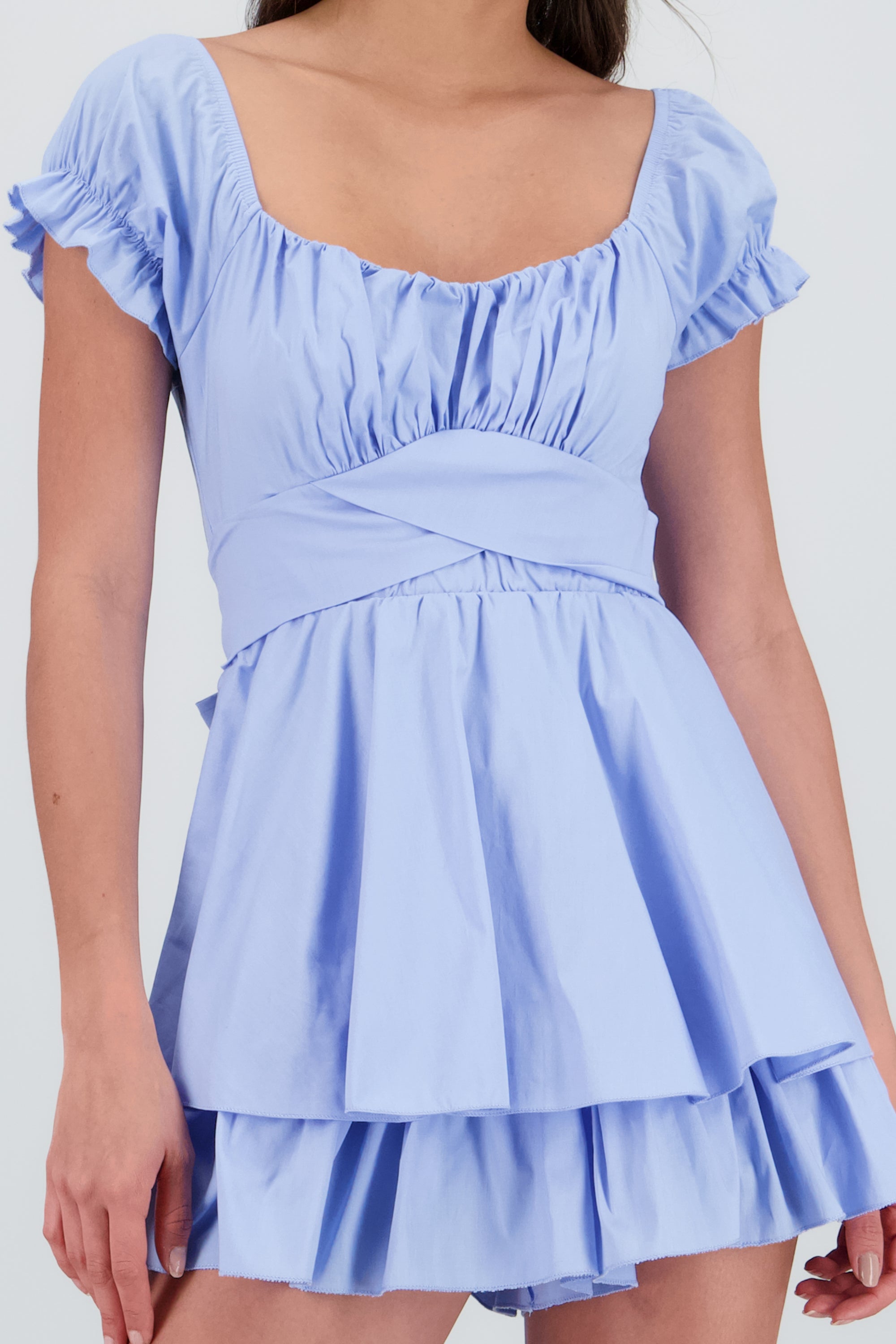 Vestido olanes manga corta AZUL PASTEL