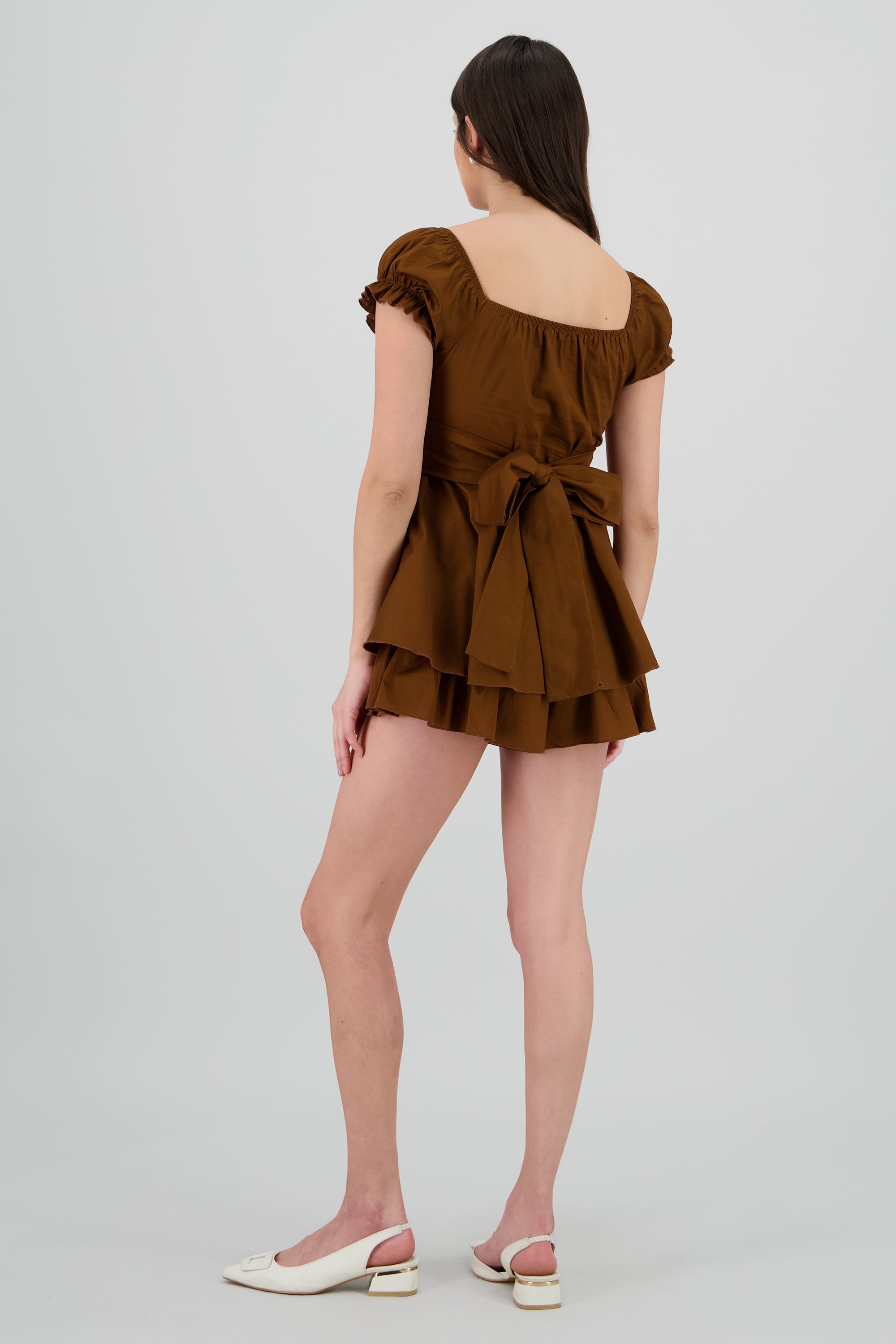 Vestido olanes manga corta CAFE