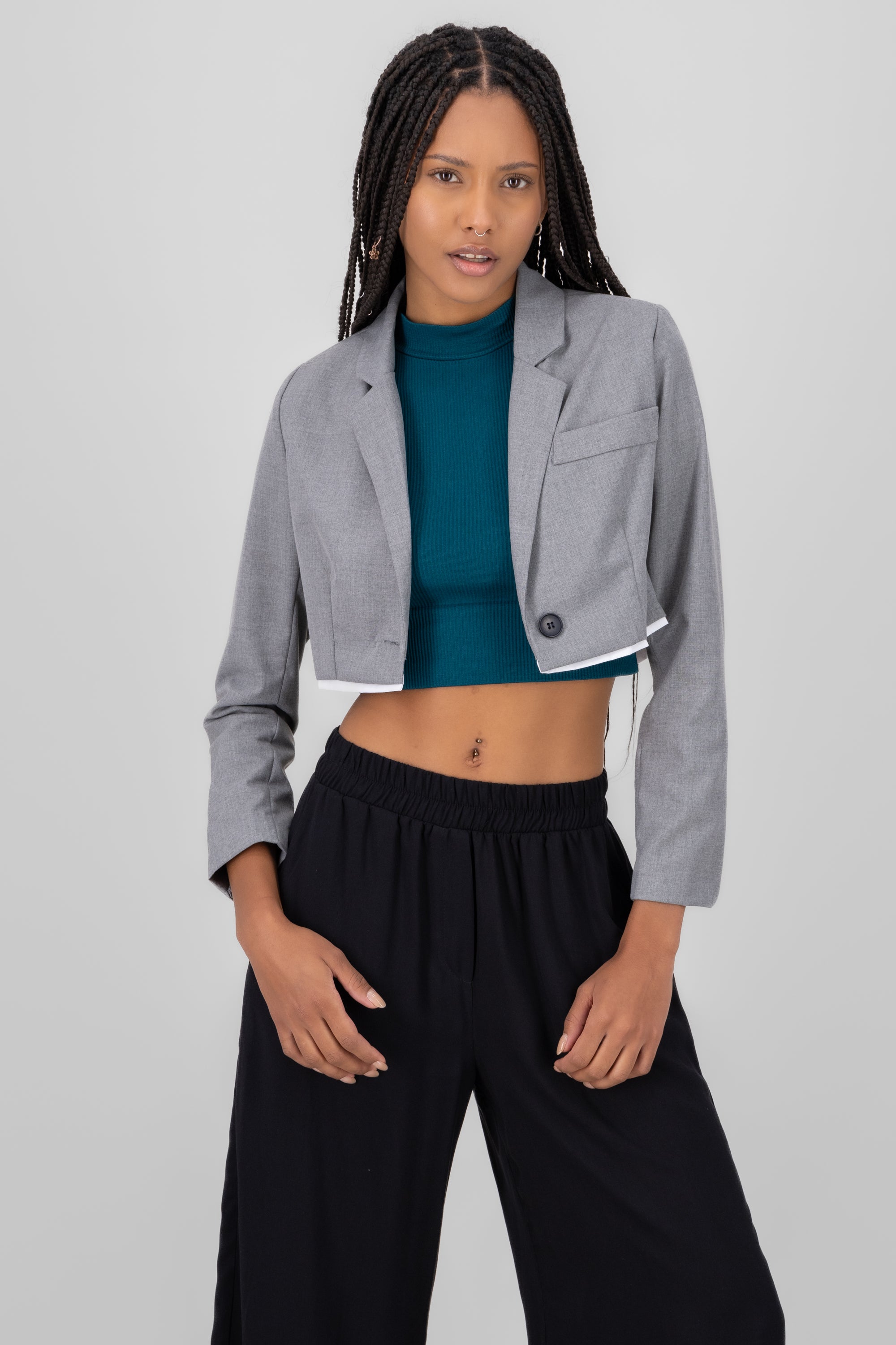 Saco sastre crop GRIS