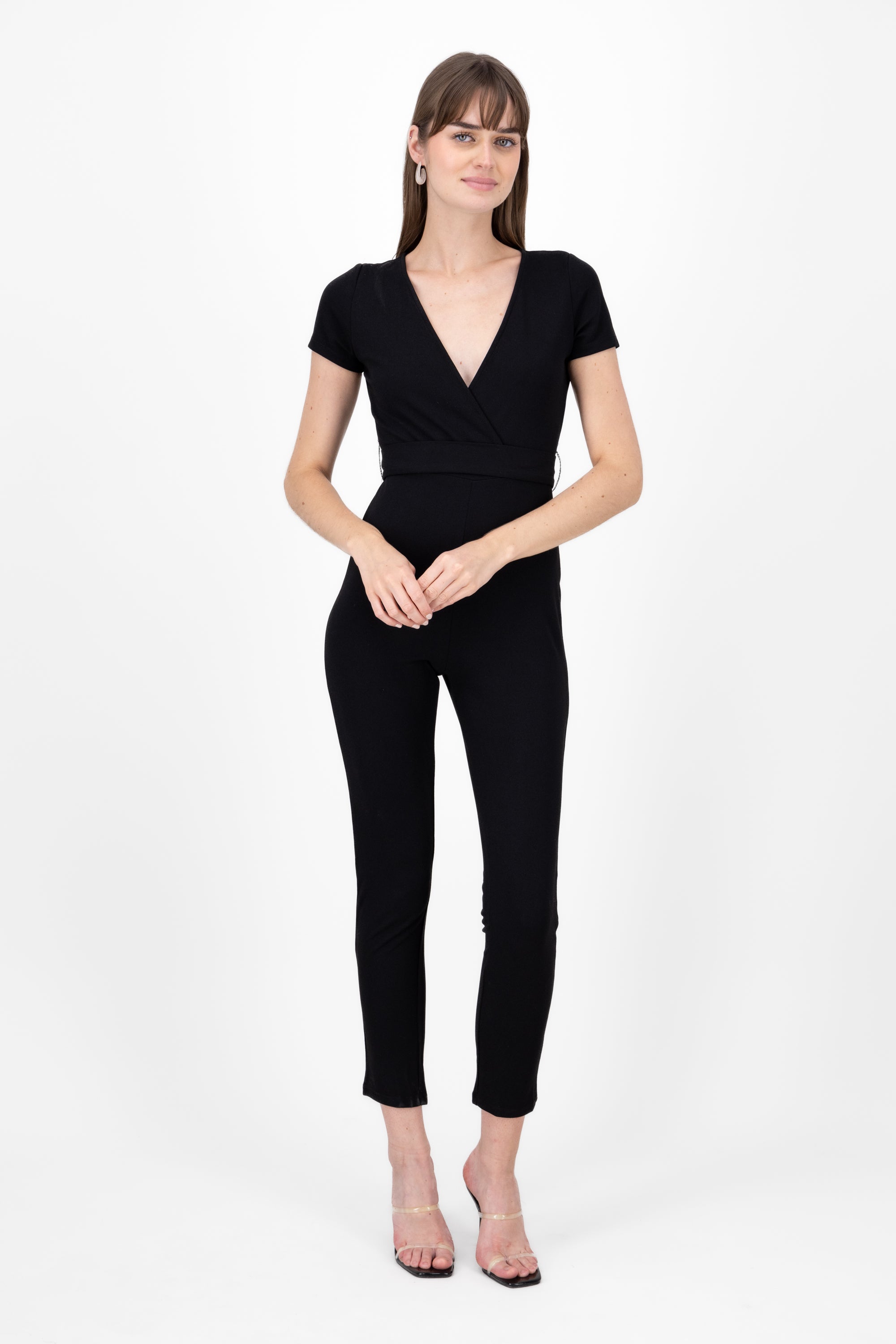 Jumpsuit cruzado manga corta NEGRO