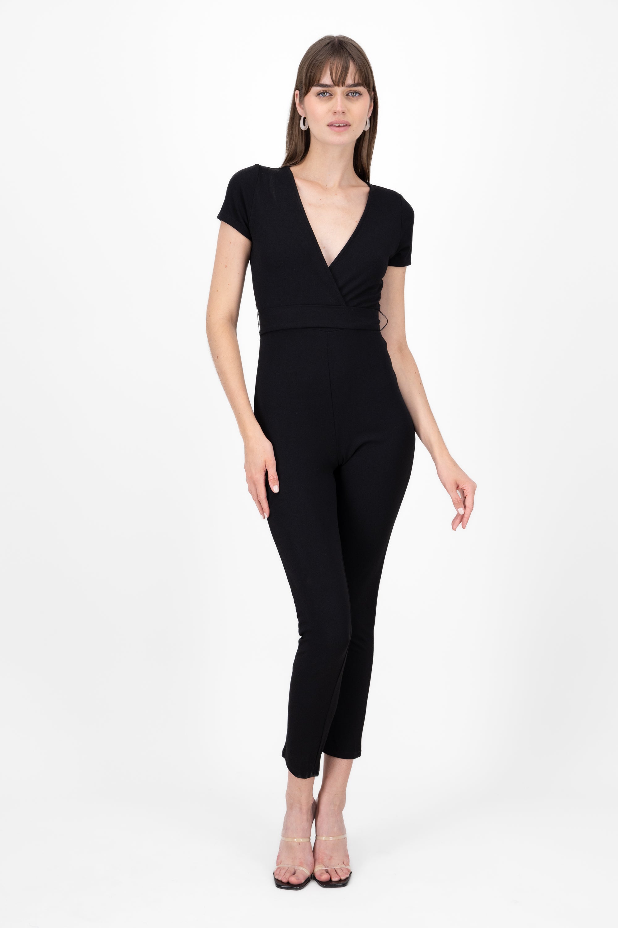 Jumpsuit cruzado manga corta NEGRO