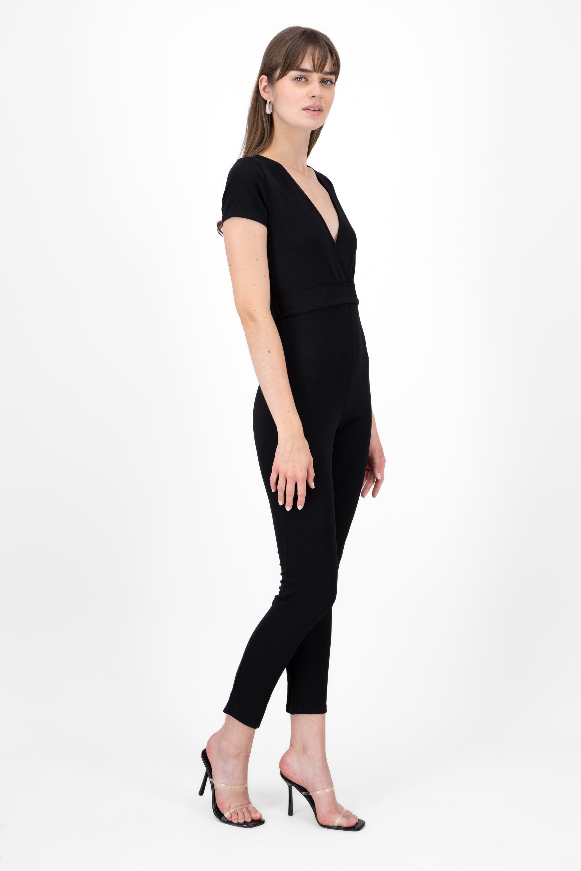 Jumpsuit cruzado manga corta NEGRO