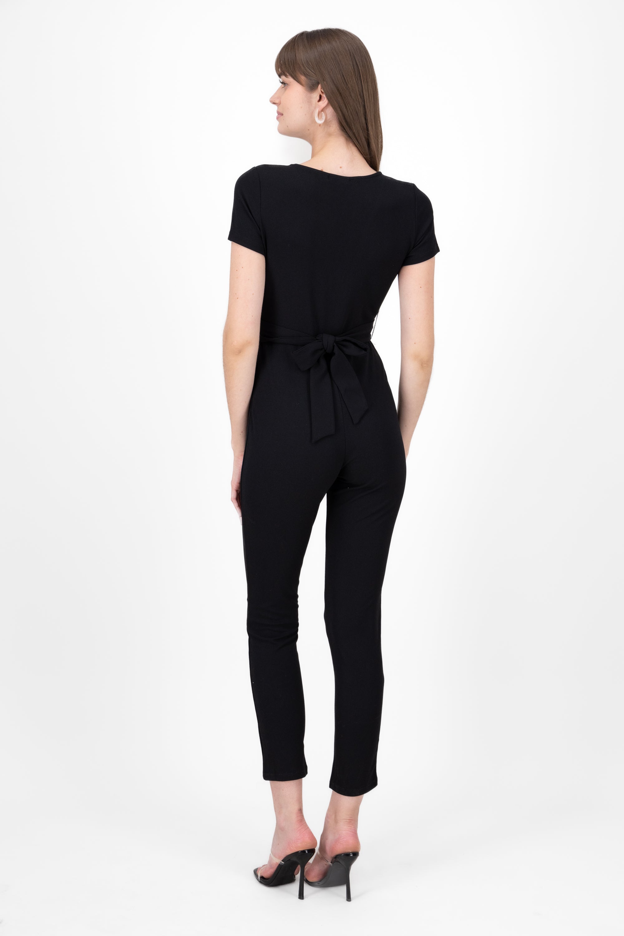 Jumpsuit cruzado manga corta NEGRO