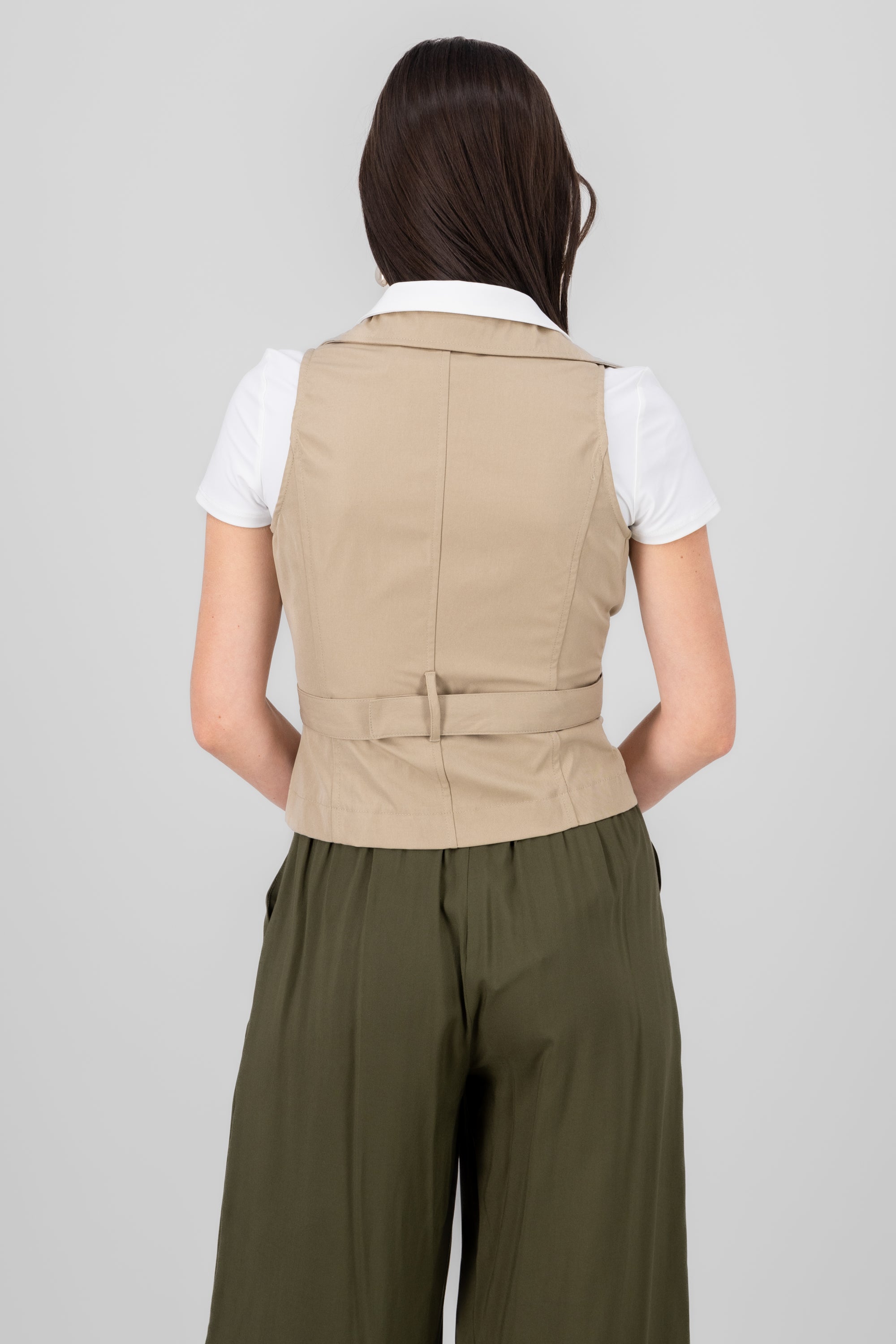 Chaleco gabardina liso KHAKI