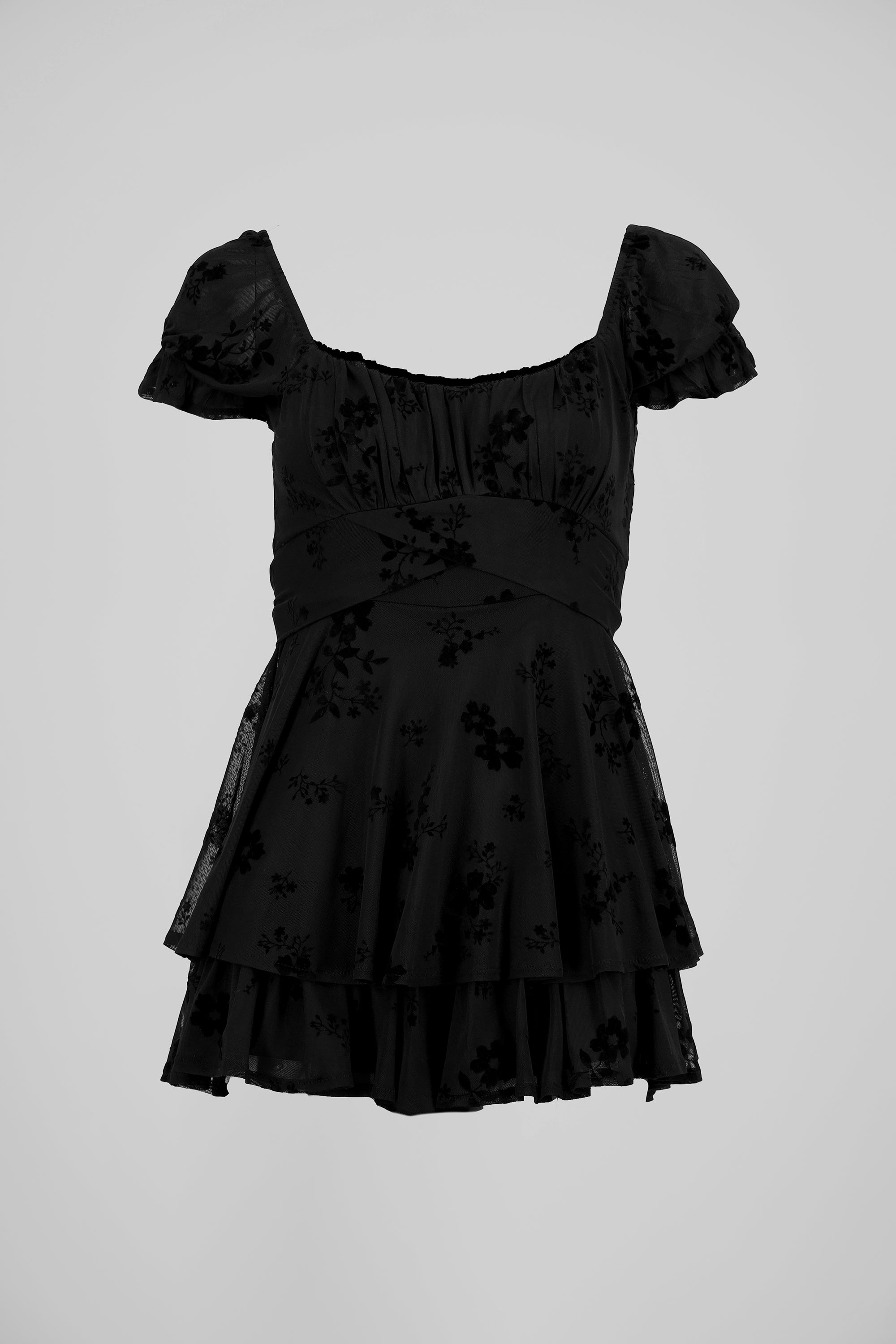 Romper olanes mesh flock NEGRO