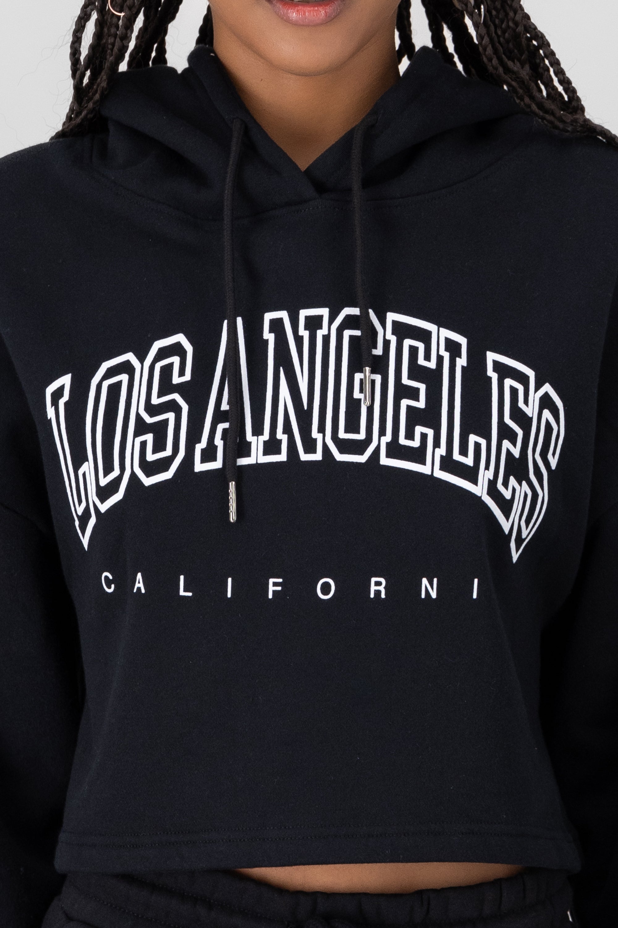 Sudadera con gorro estampado los angeles NEGRO