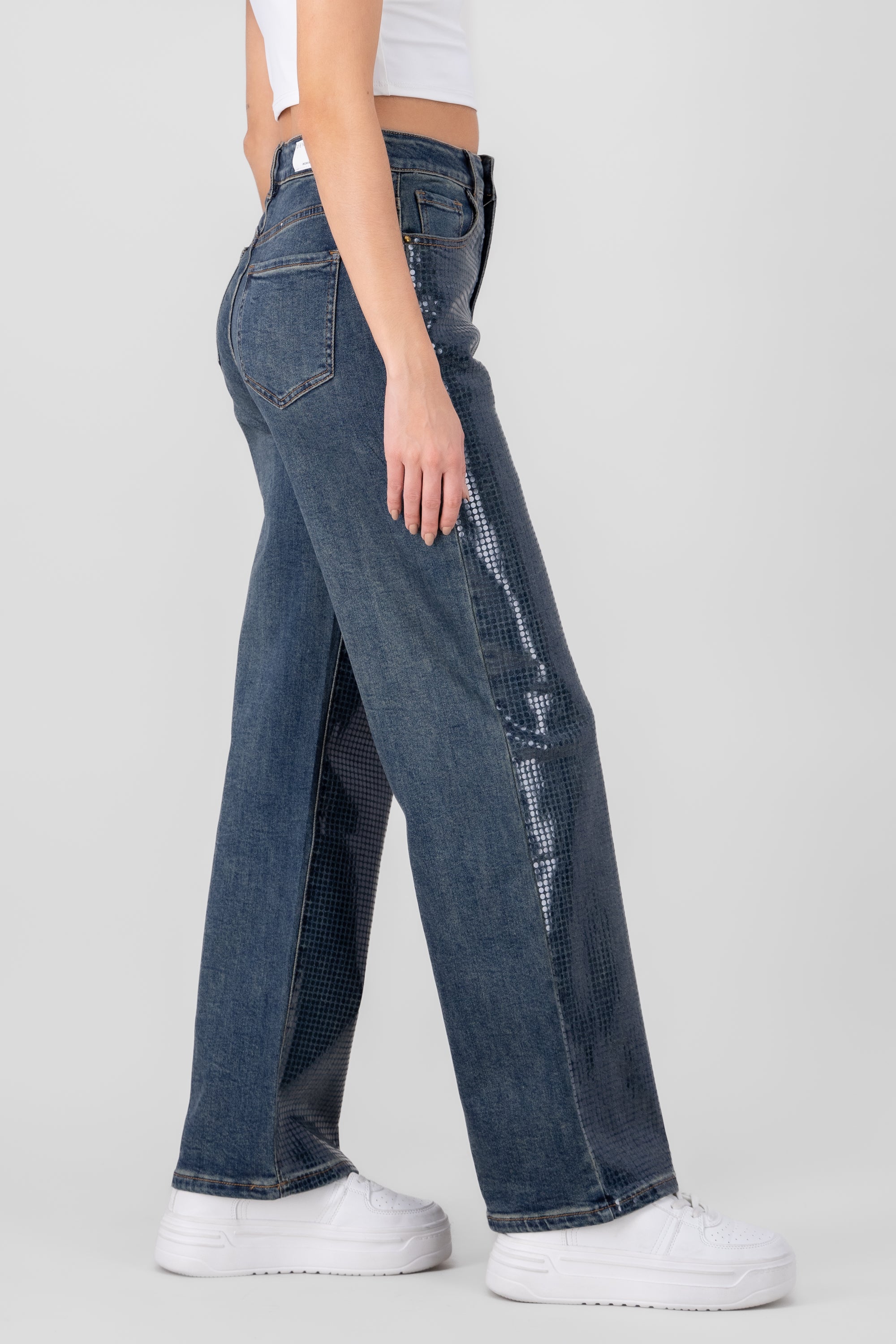 Jeans lentejuela transparente MEDIUM WASH