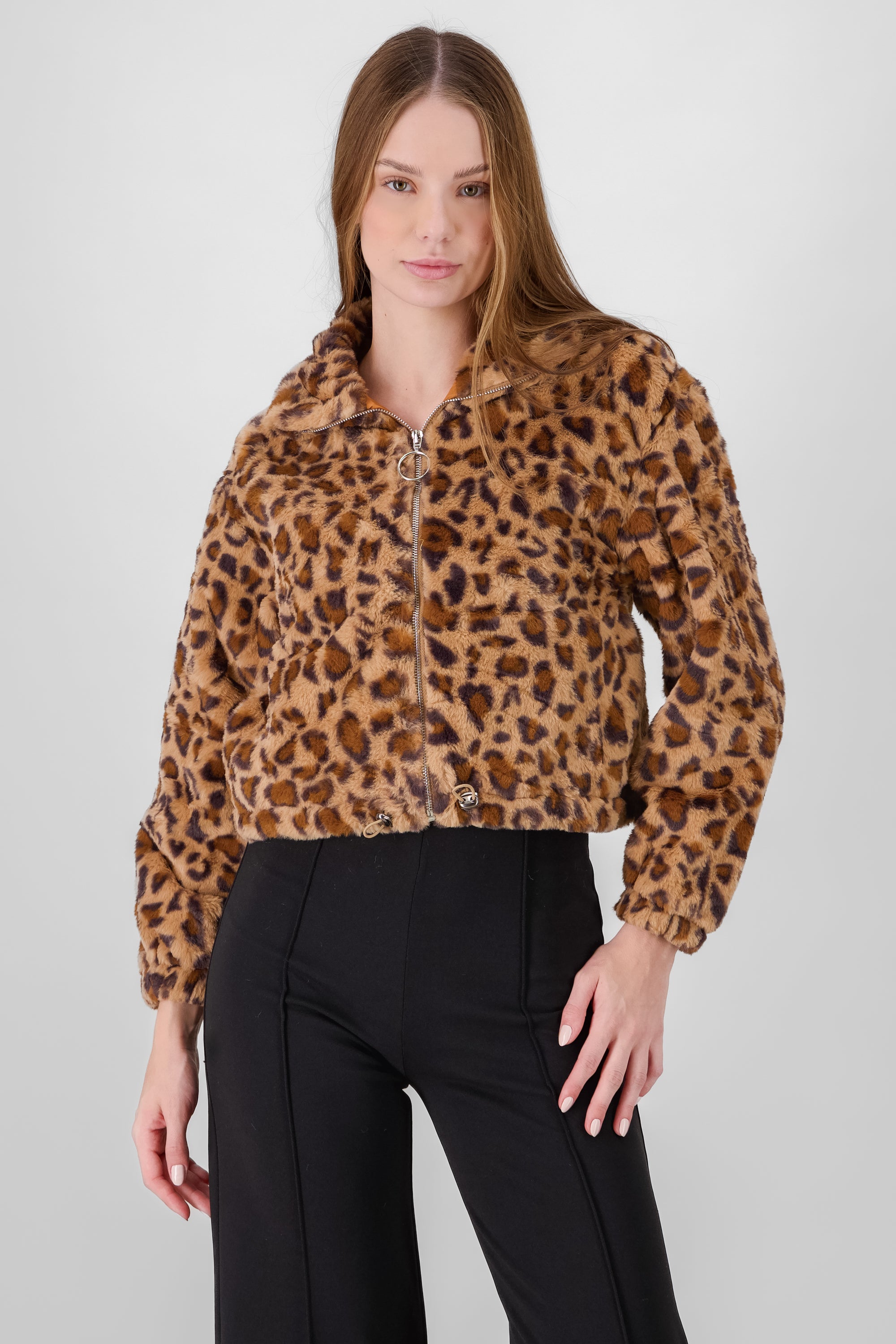 Chamarra estampado de leopardo CAFE COMBO