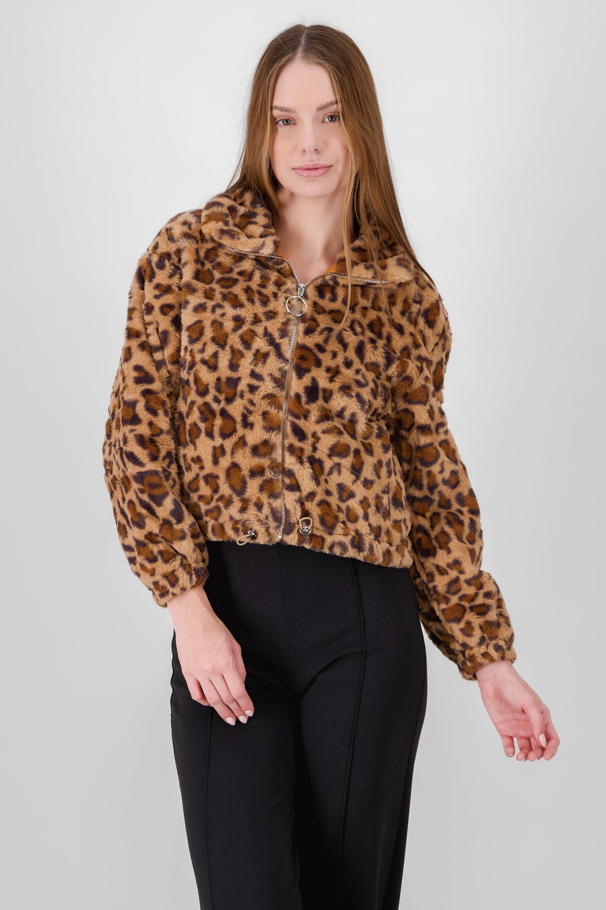 Chamarra estampado de leopardo CAFE COMBO