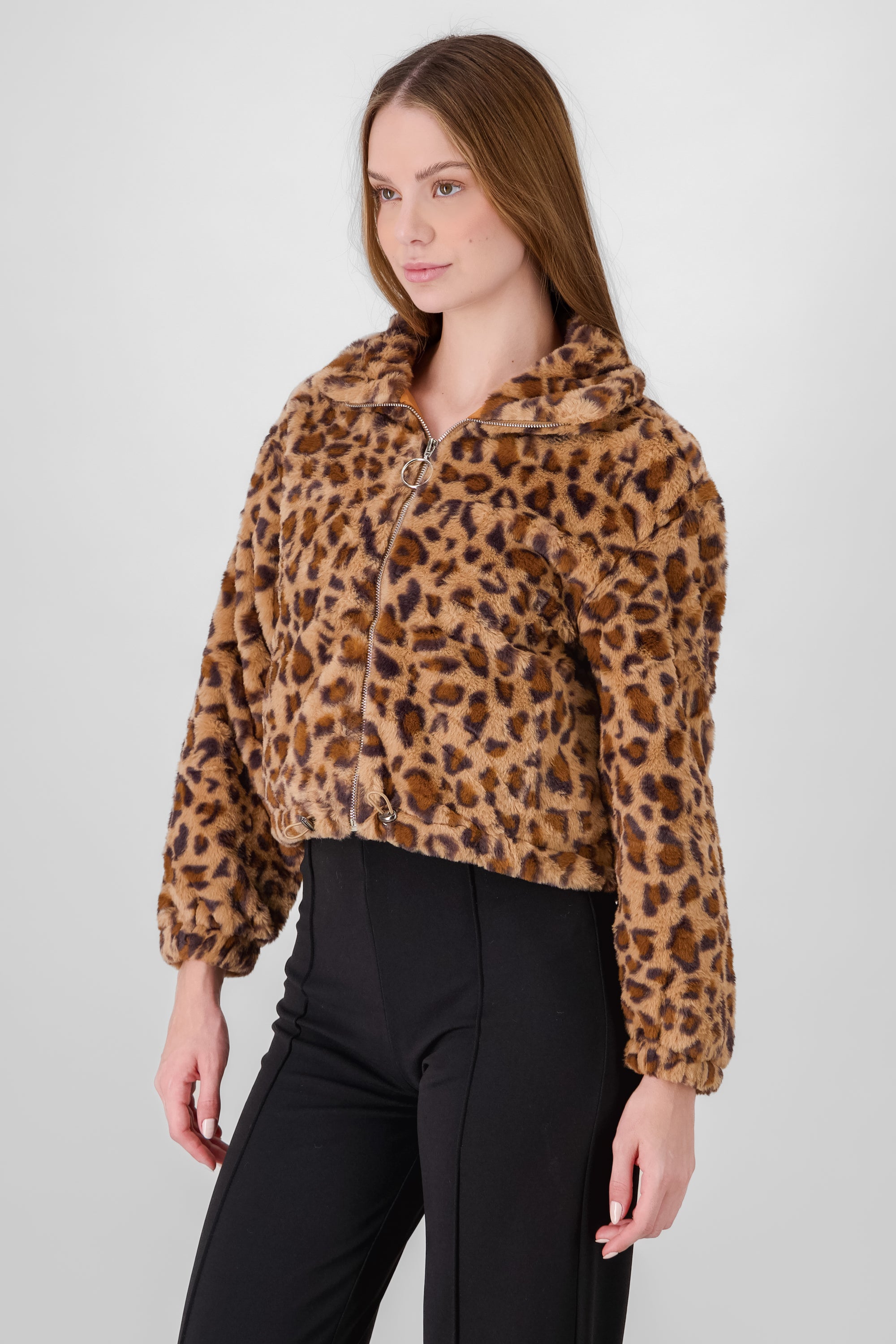 Chamarra estampado de leopardo CAFE COMBO